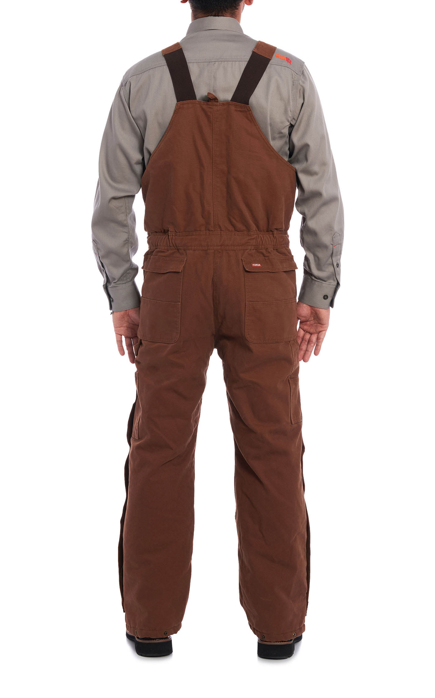 Forge Men's Brown Quilted Lined Bib Work Overalls - Image 1
