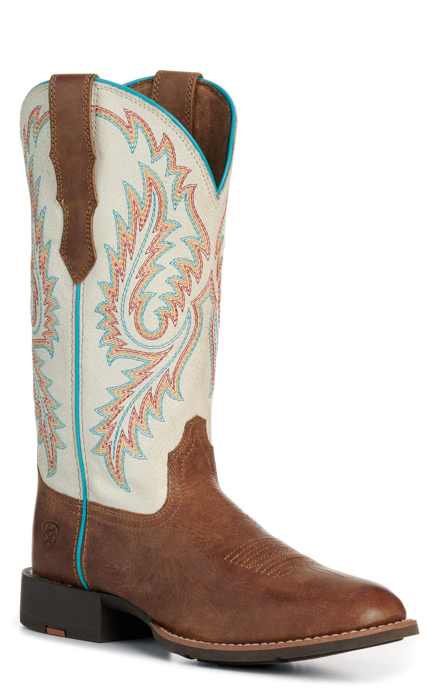 Ariat Women’s Sandstorm & Distressed Ivory Round Up StretchFit Cowboy Boots - Image 1