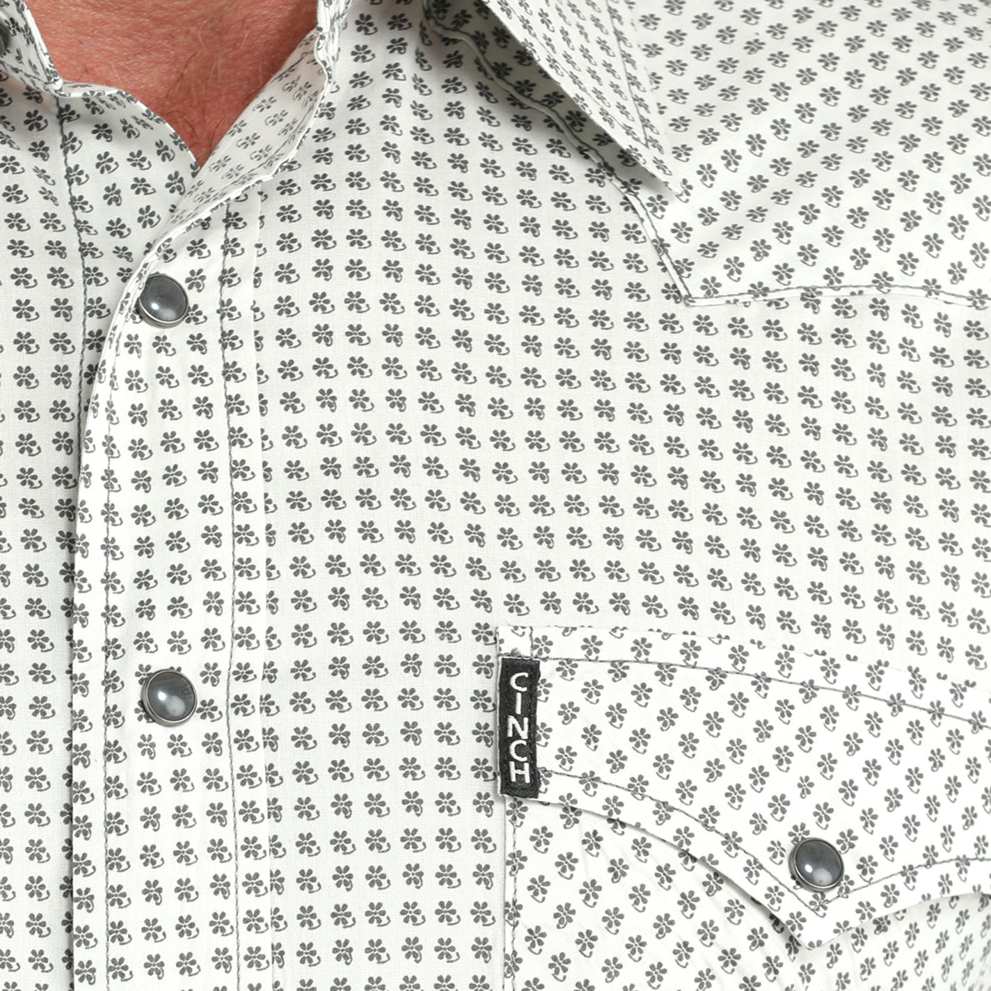Cinch Men's Cream & Black Micro Geo Print Western Shirt - Image 1