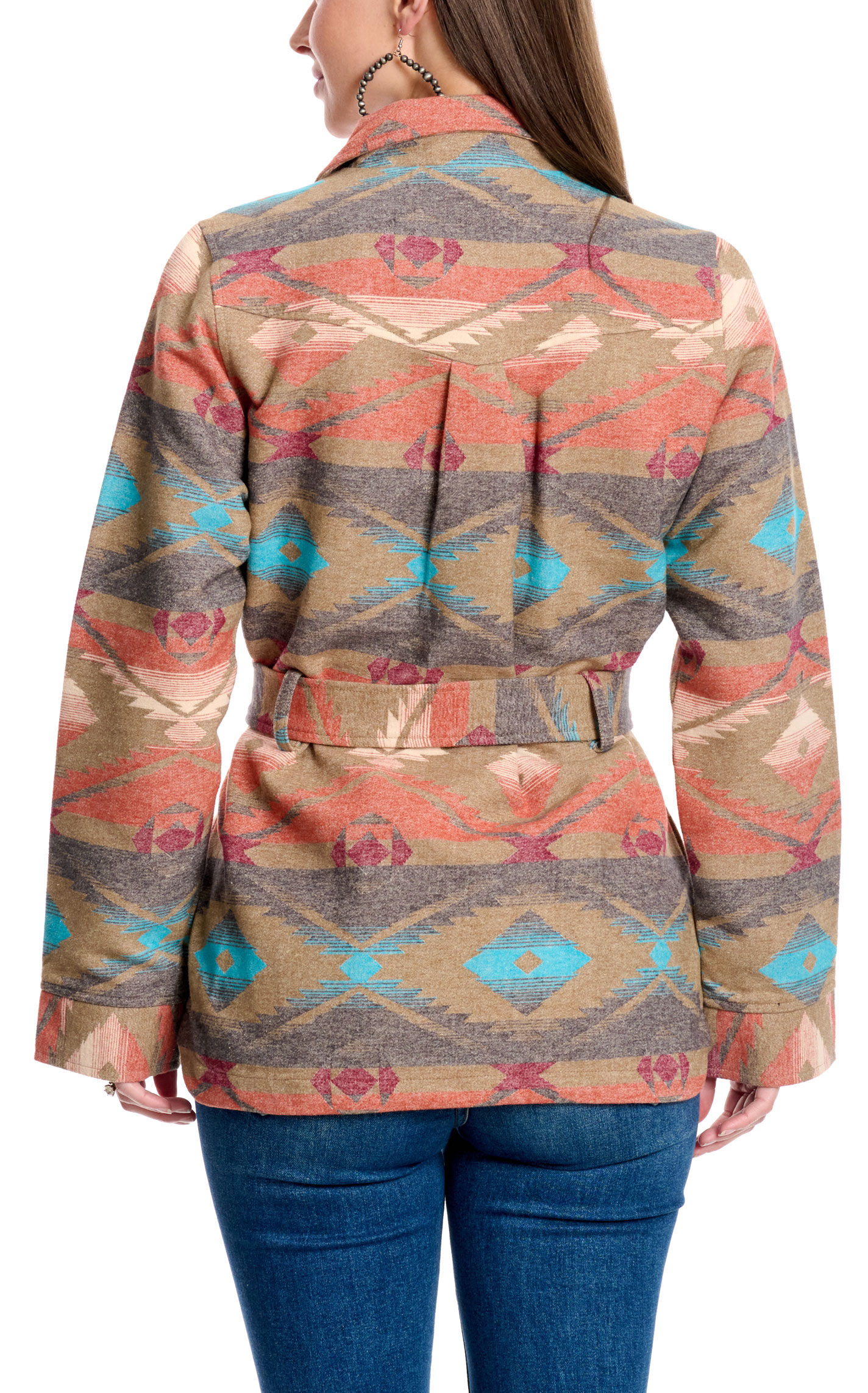 Outback Trading Co. Women's Vara Dark Taupe & Colorful Aztec Jacket - Image 1