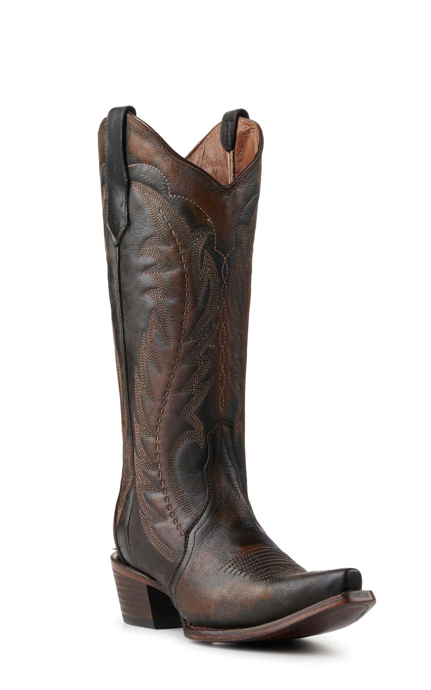 Circle G by Corral Women's Distressed Dark Brown with Embroidery & Triad Snip Toe Cowboy Boots - Image 1