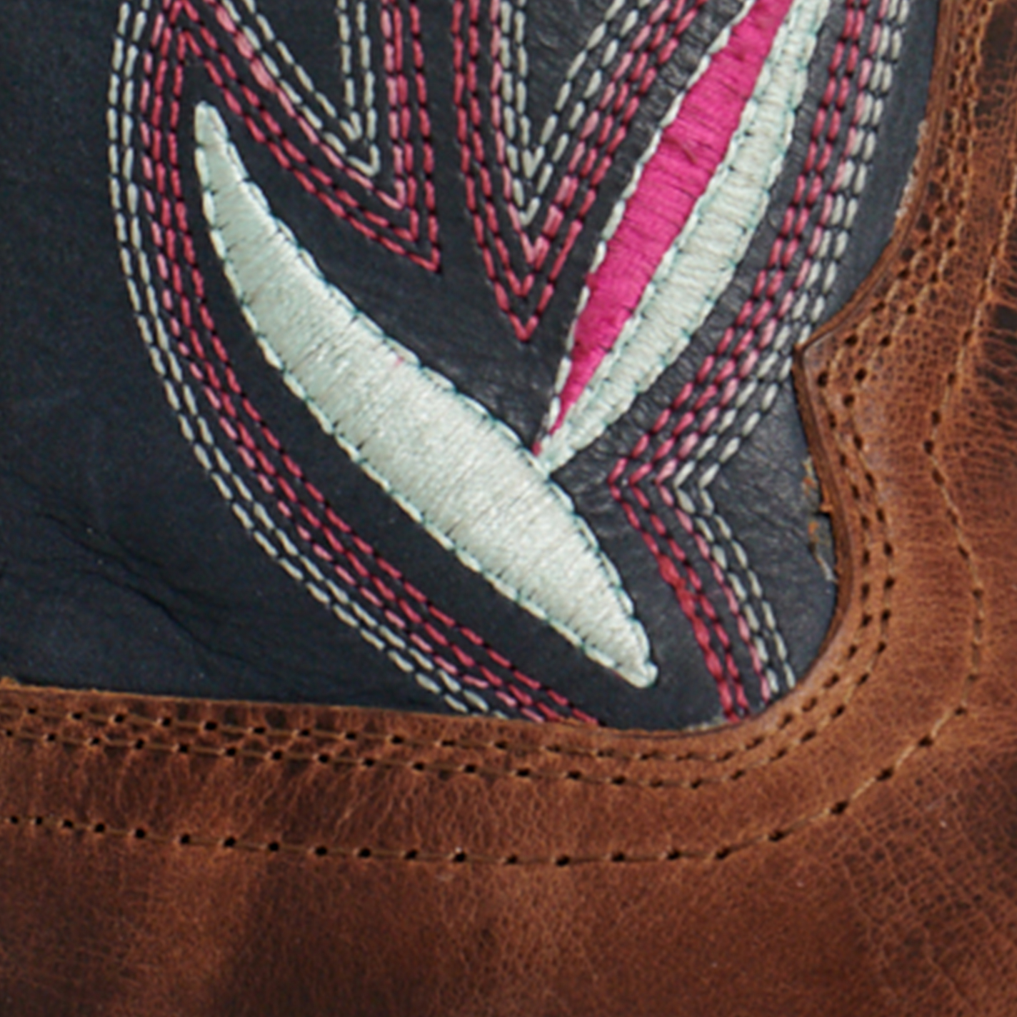 Laredo Women’s Lydia Tan and Blue with Studs Wide Square Toe Cowboy Boots - Image 1
