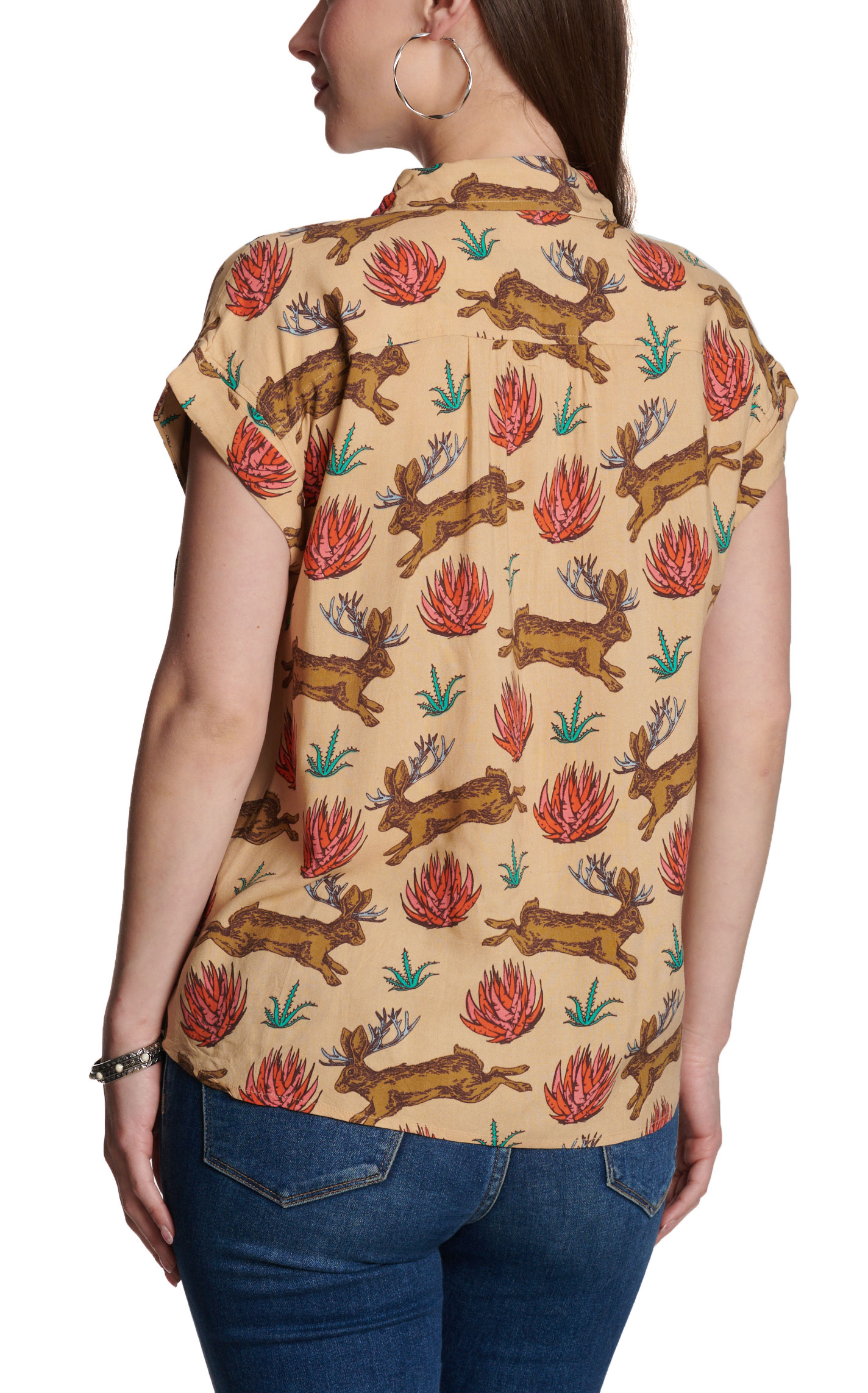 Cotton & Rye Women's Tan Jackelope Print Shirt - Image 1