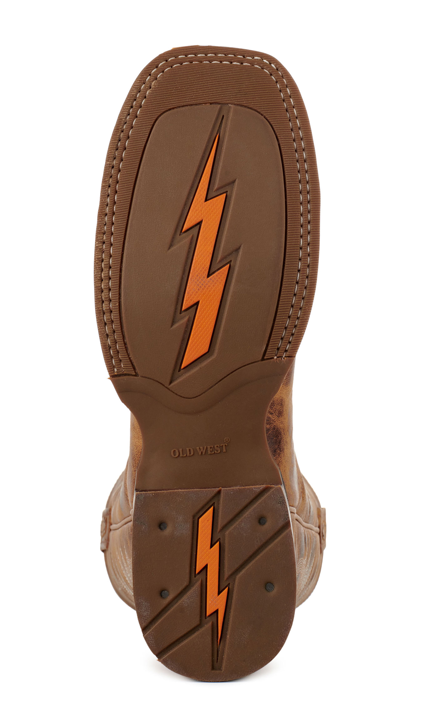 Old West Men's Burnt Tan Wide Square Toe Cowboy Boots - Image 1
