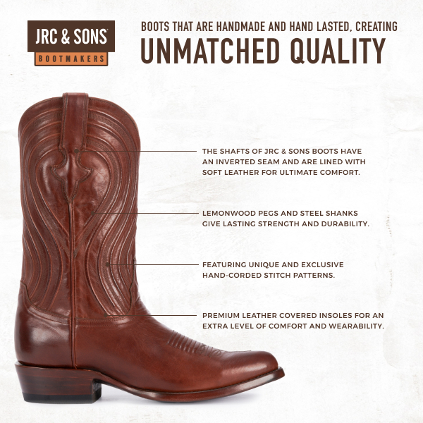 JRC & Sons Men's Colton Ranch Hand Leather Round Toe Cowboy Boot in Tan - Image 1