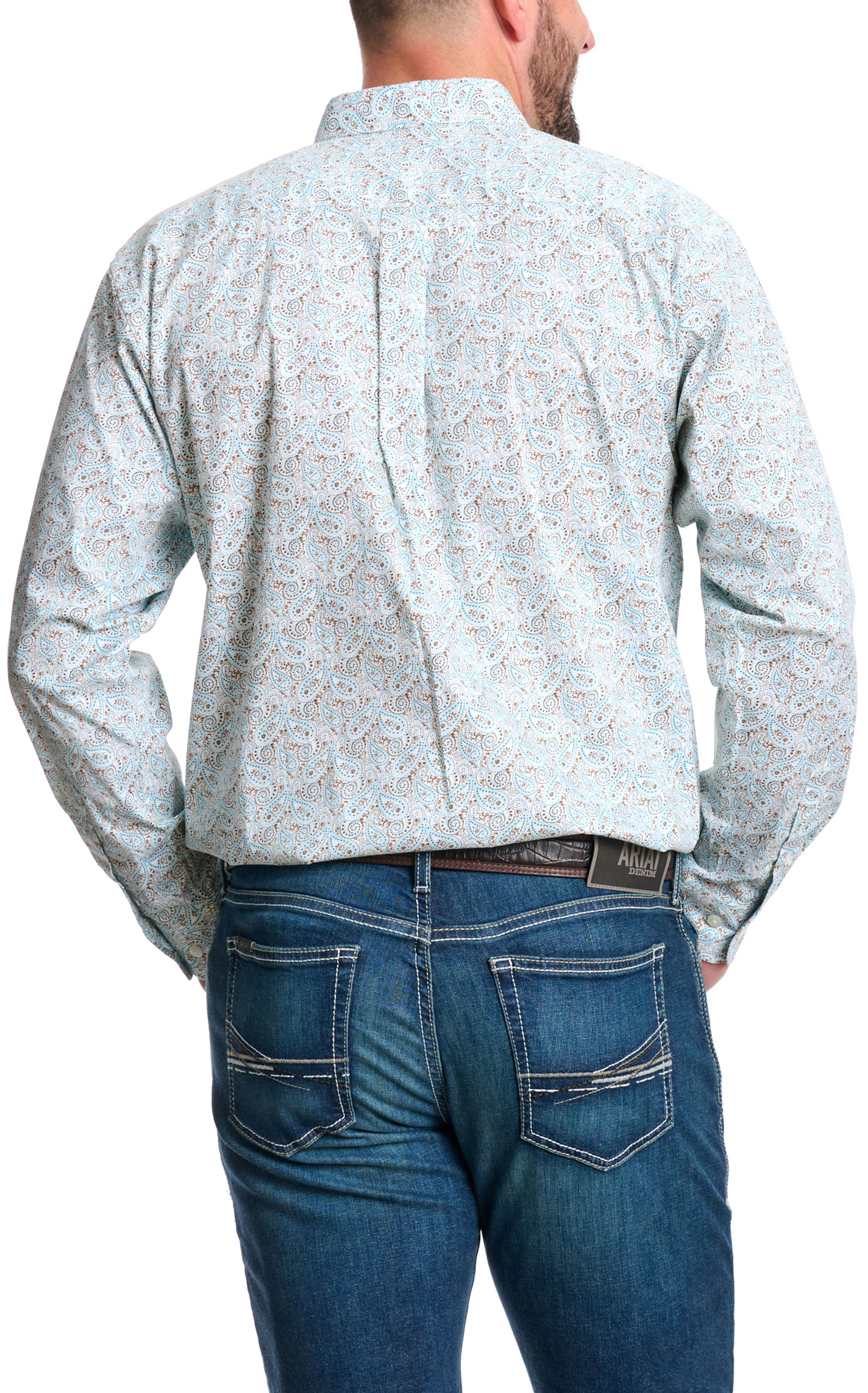 Rafter C Men's ProFlex45 Turquoise Paisley Western Shirt - Image 1