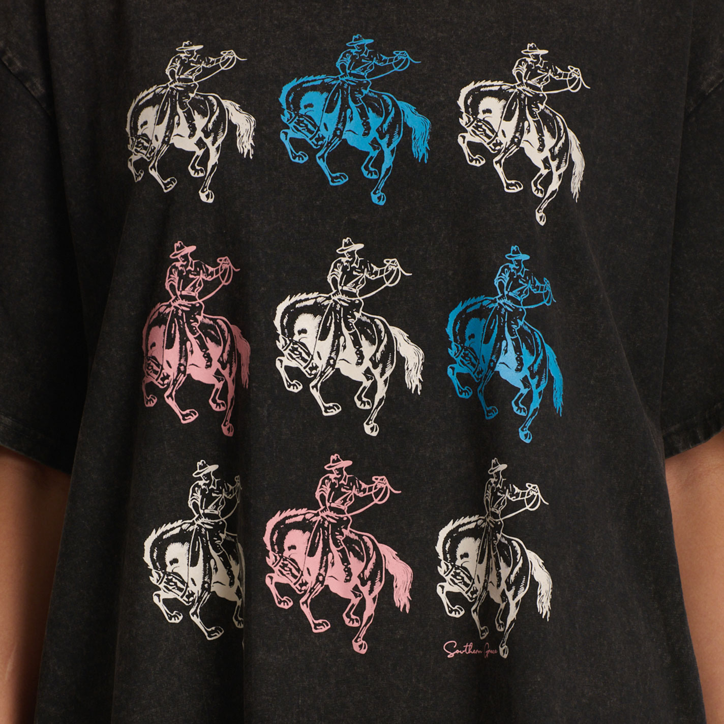 Southern Grace Women's Black Bronc Rider T-Shirt Dress - Image 1