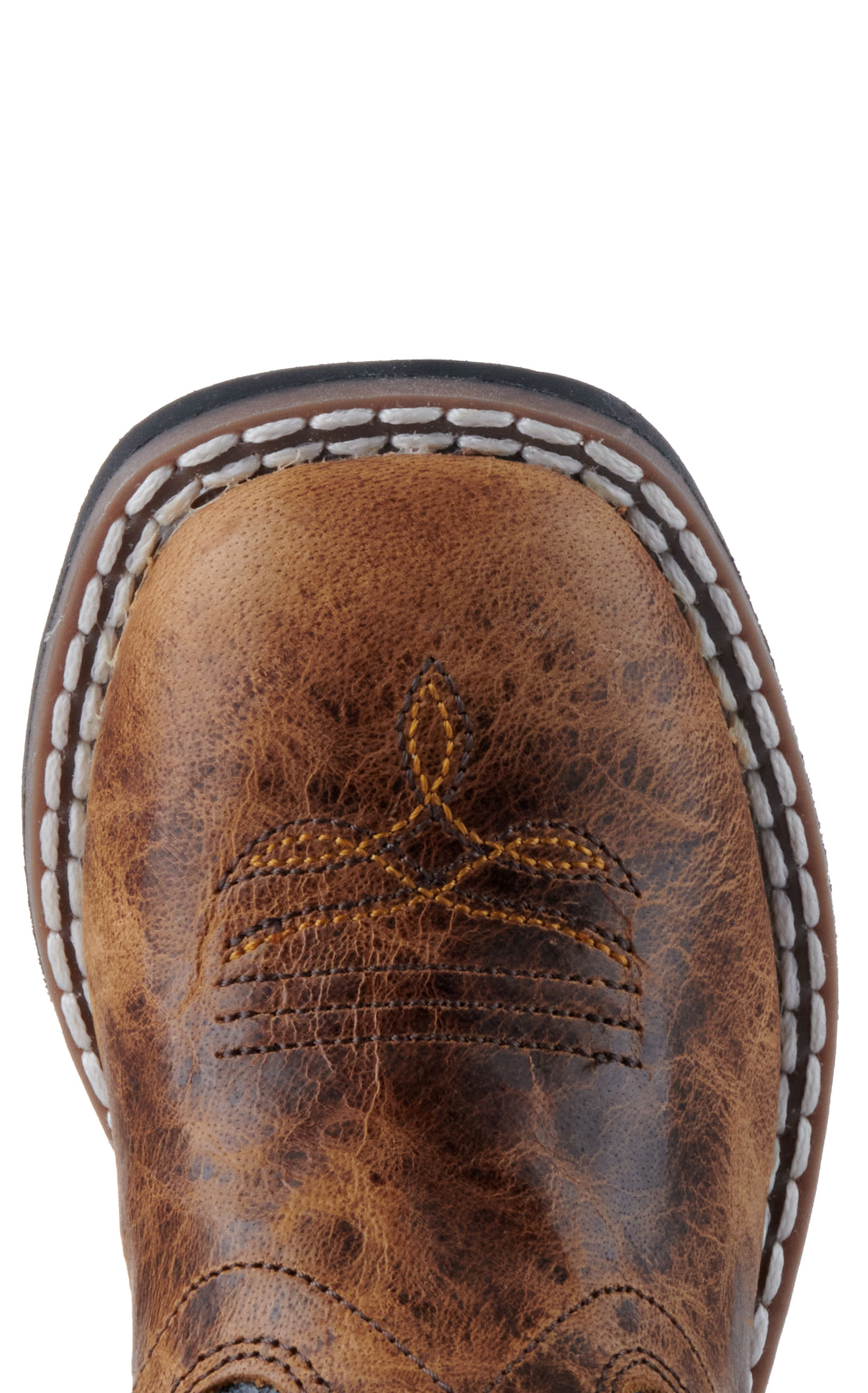 Old West Toddler Burnt Tan and Navy Blue Wide Square Toe Cowboy Boots - Image 1