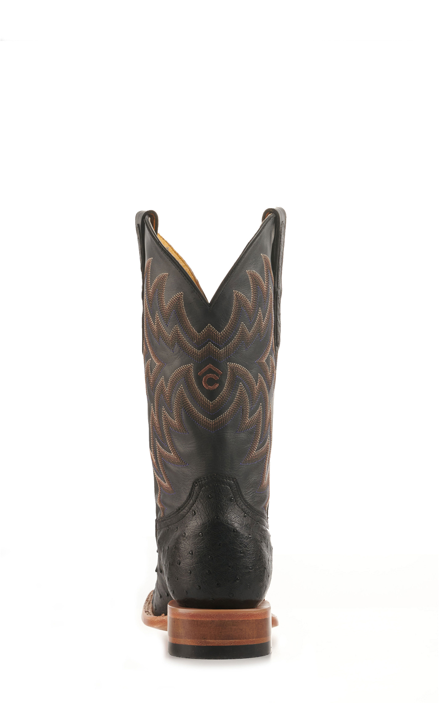 Cavender's Men's Black Full Quill Ostrich Rafter C Wide Square Toe Exotic Cowboy Boots - Image 1