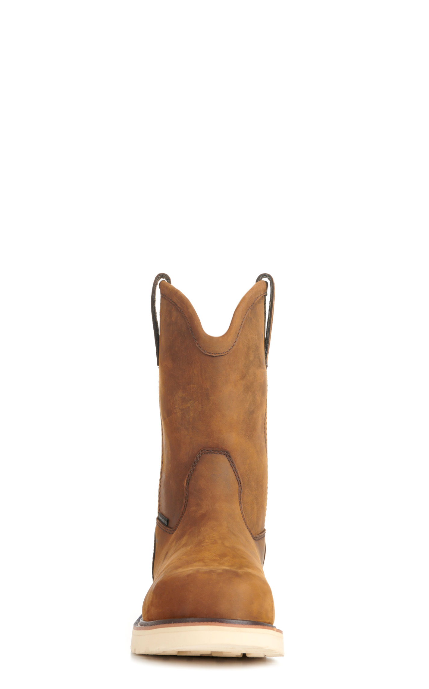 Ariat Men's Rebar Wedge Distressed Brown Waterproof Round Composite Toe Pull-On Work Boots - Image 1