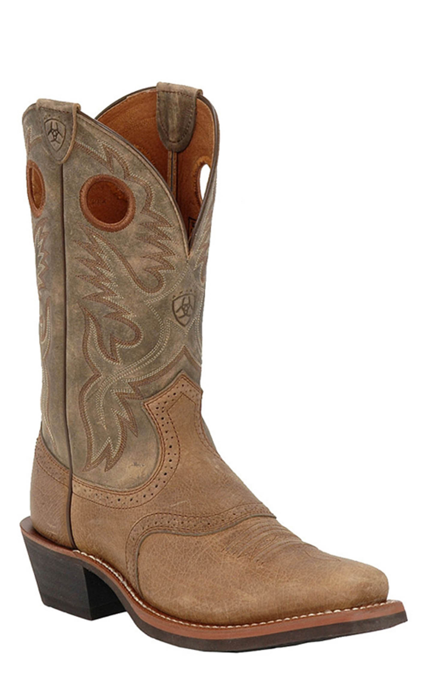 Ariat Men's Heritage Roughstock Earth and Brown Bomber Square Toe Buckaroo Cowboy Boots - Image 1