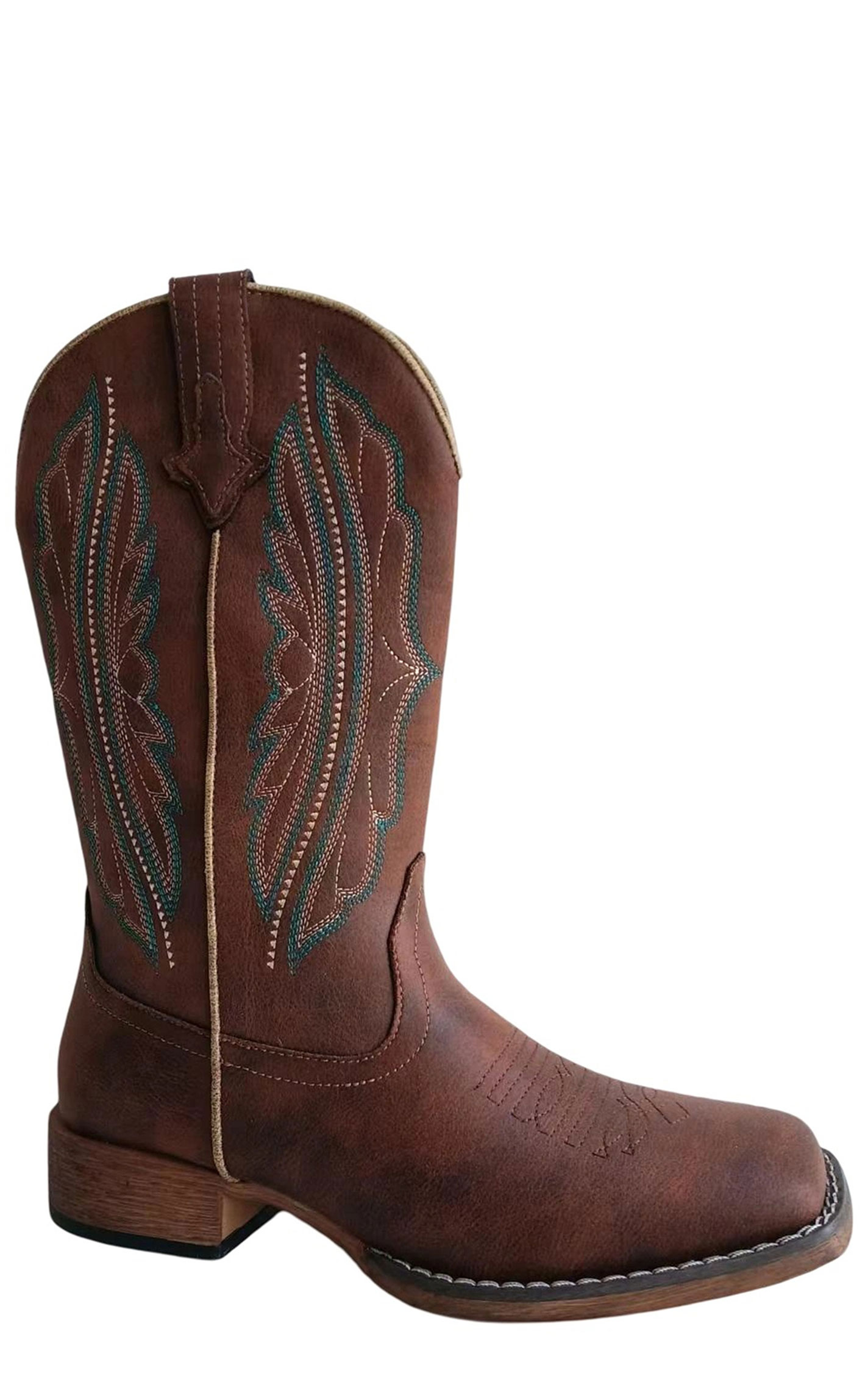 Roper Women's Loretta Brown Faux Leather Square Toe Cowboy Boots - Image 1