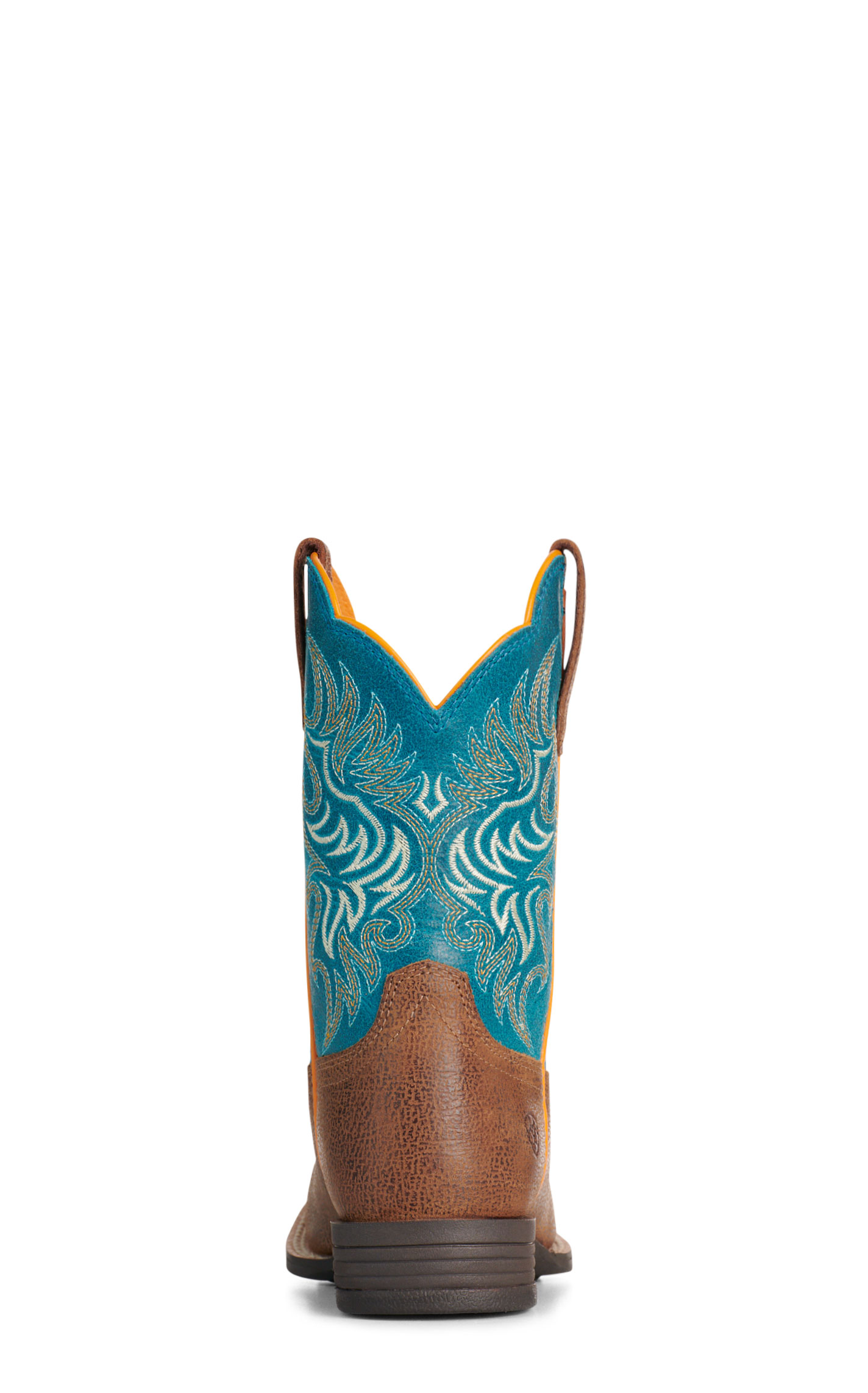 Ariat Youth Chestnut & Teal Wide Square Toe Cowboy Boots - Image 1