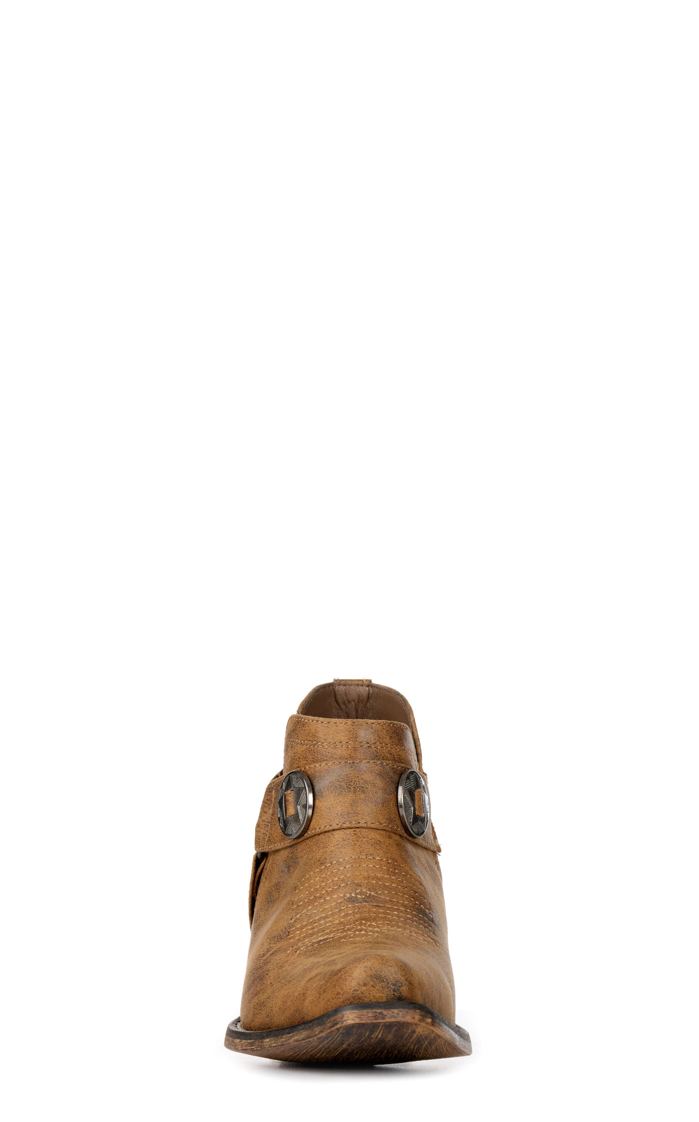Roper Women's Ava Vintage Tan with Harness Faux Leather Snip Toe Booties - Image 1