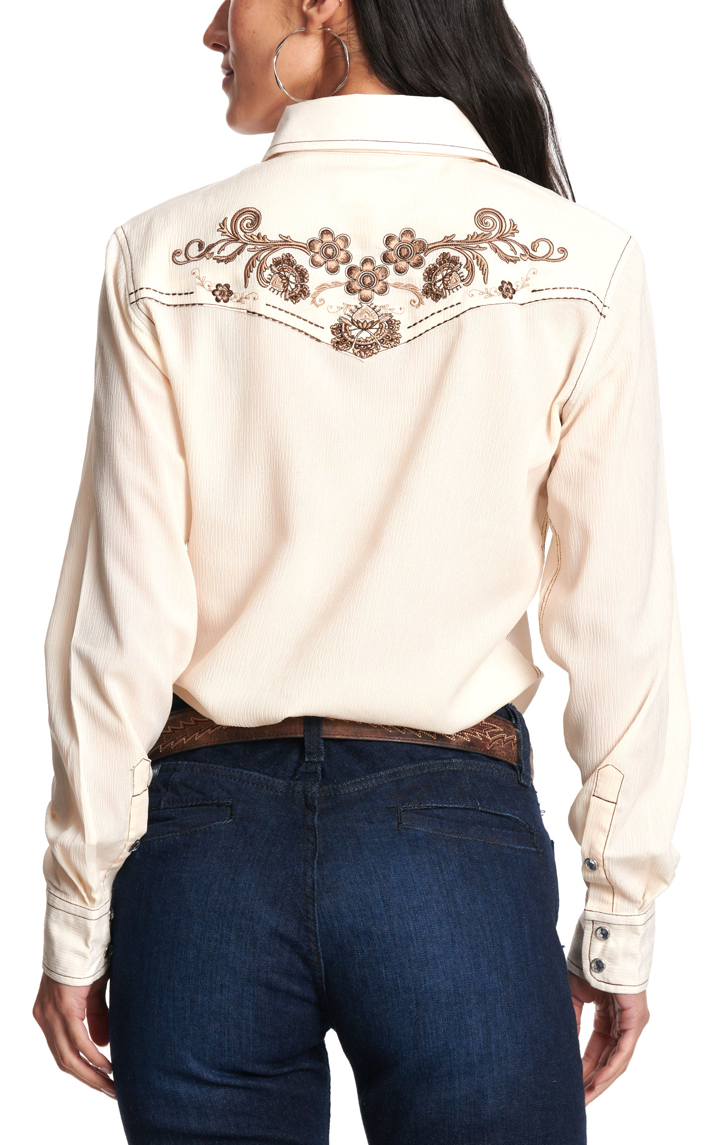 Cowgirl Hardware Women’s Cream Floral Embroidered Western Shirt - Image 1