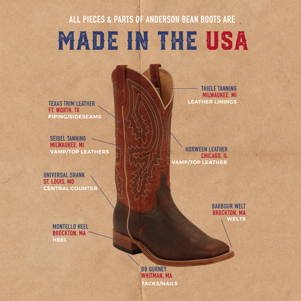 Anderson Bean Men's Brown Bison & Rust Square Toe Cowboy Boot - Image 1