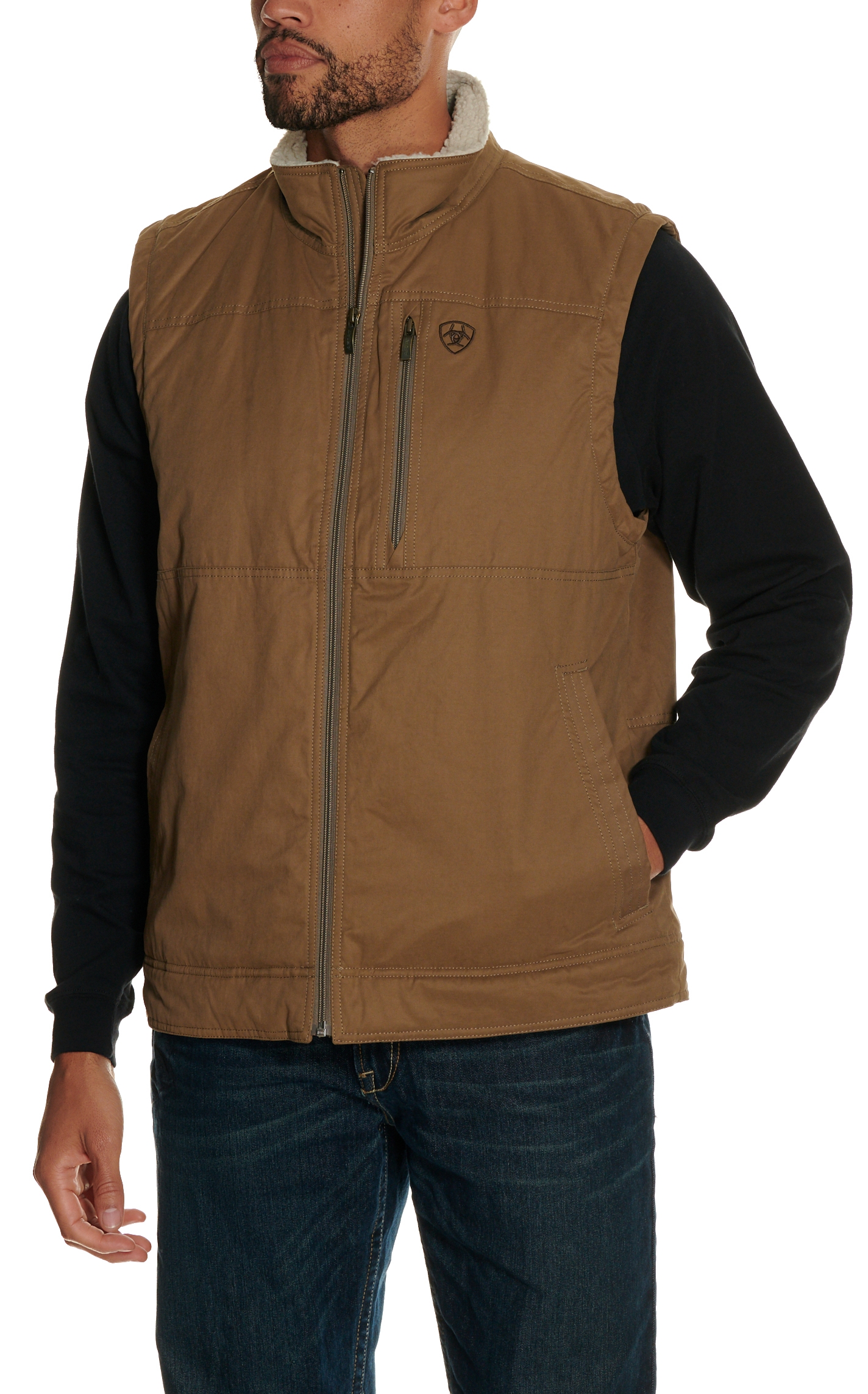 Ariat Men's Tan Grizzly Canvas Vest - Image 1