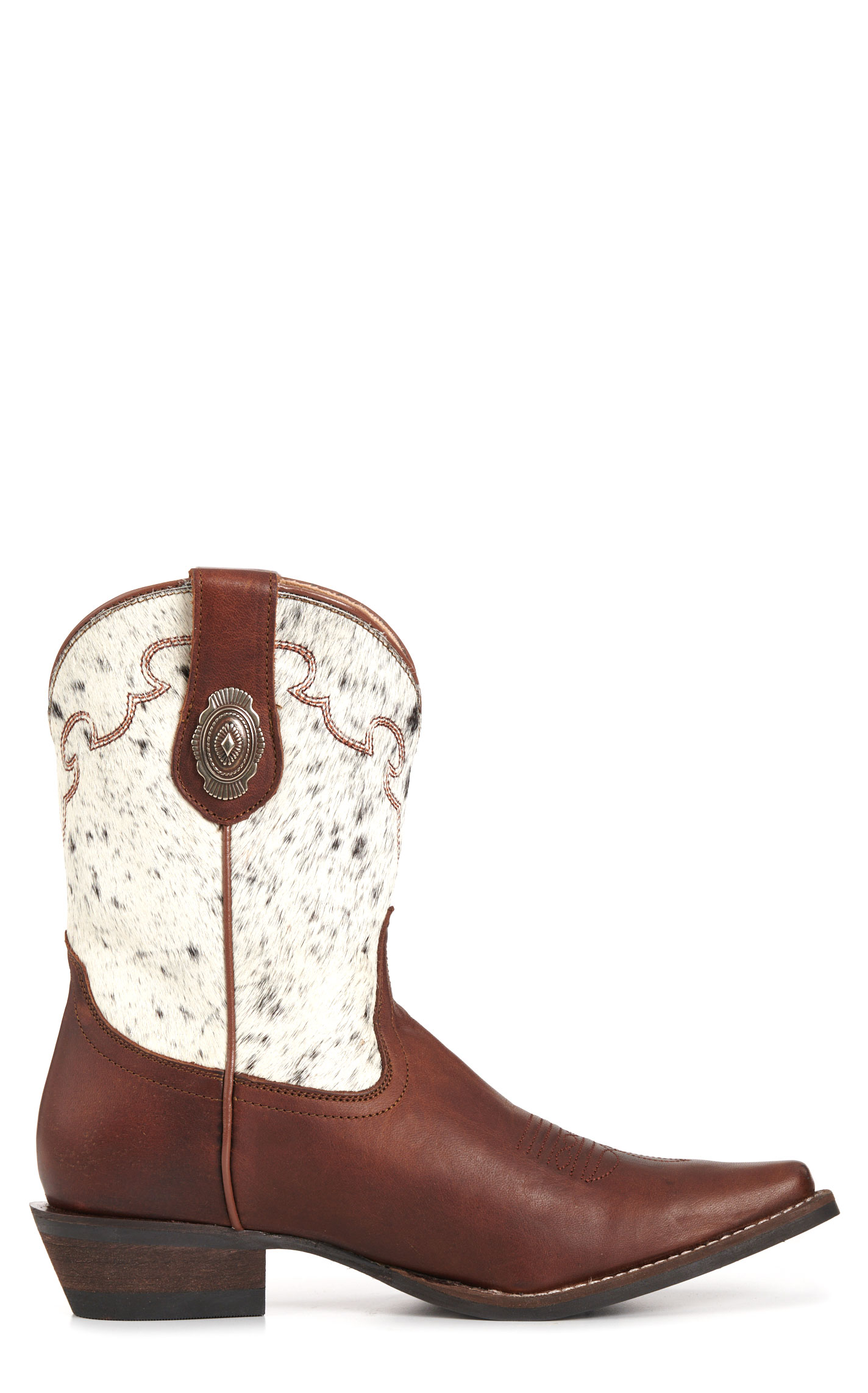 Rockin' C Women's Roasted Pecan & Speckled Hair On Hide Snip Toe Cowboy Boots - Image 1