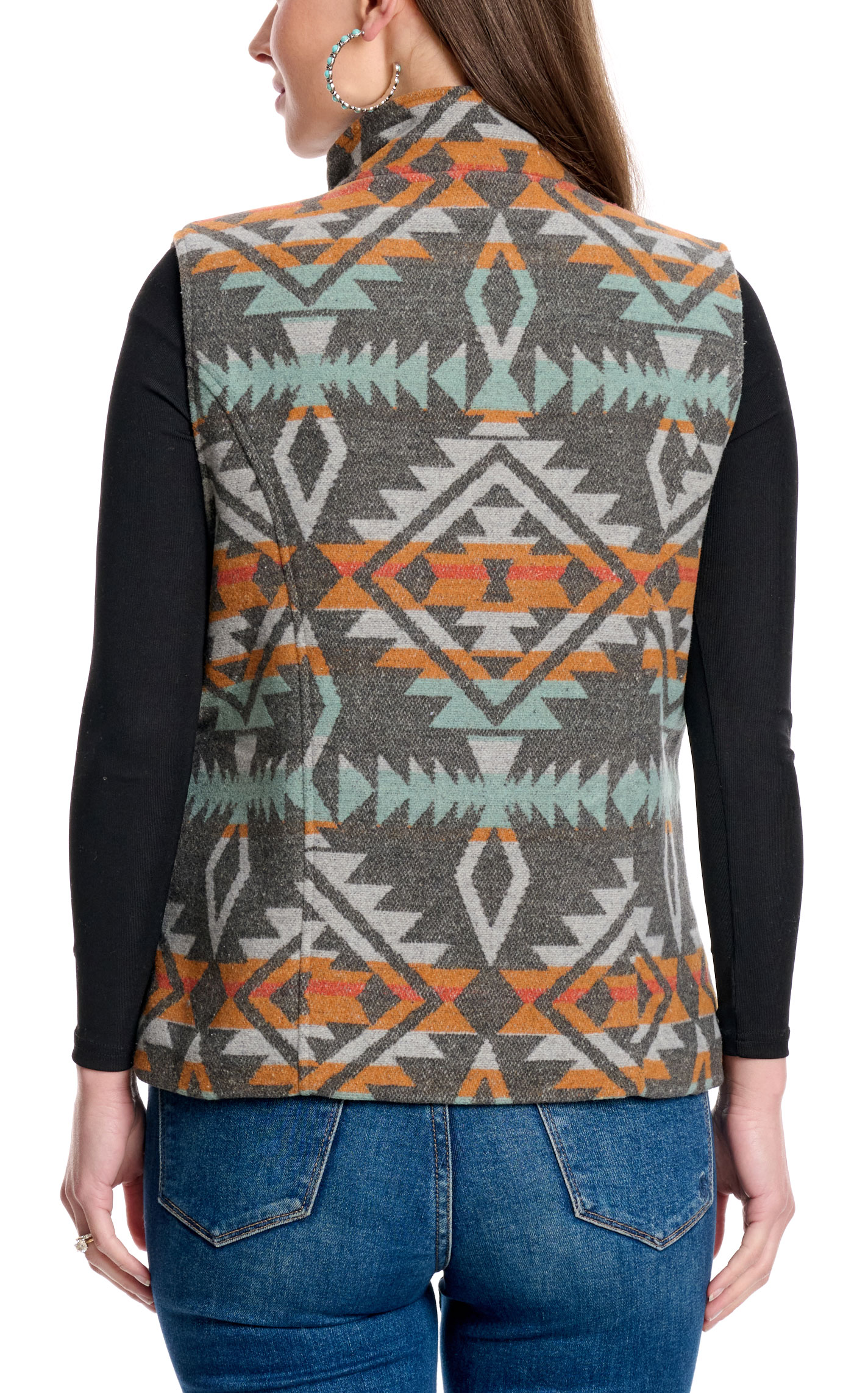 Montana Clothing Co. Women's Colorful Charcoal Aztec Shacket - Image 1
