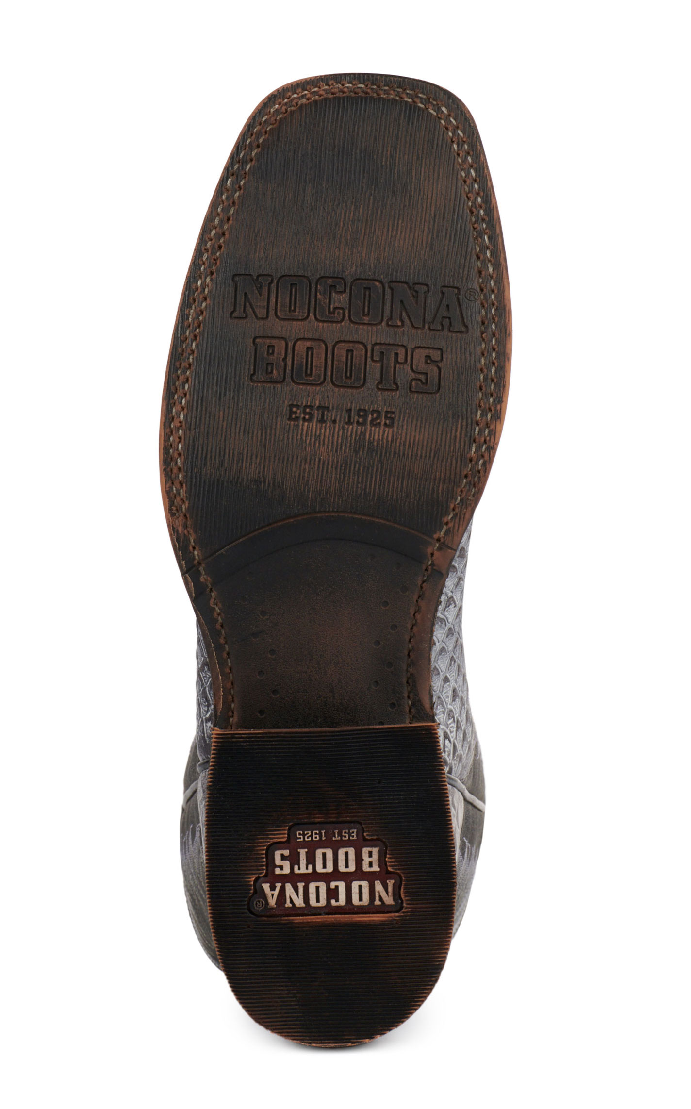 Nocona Men's Distressed Gray and Rugged White Snake Print Wide Square Toe Cowboy Boots - Image 1