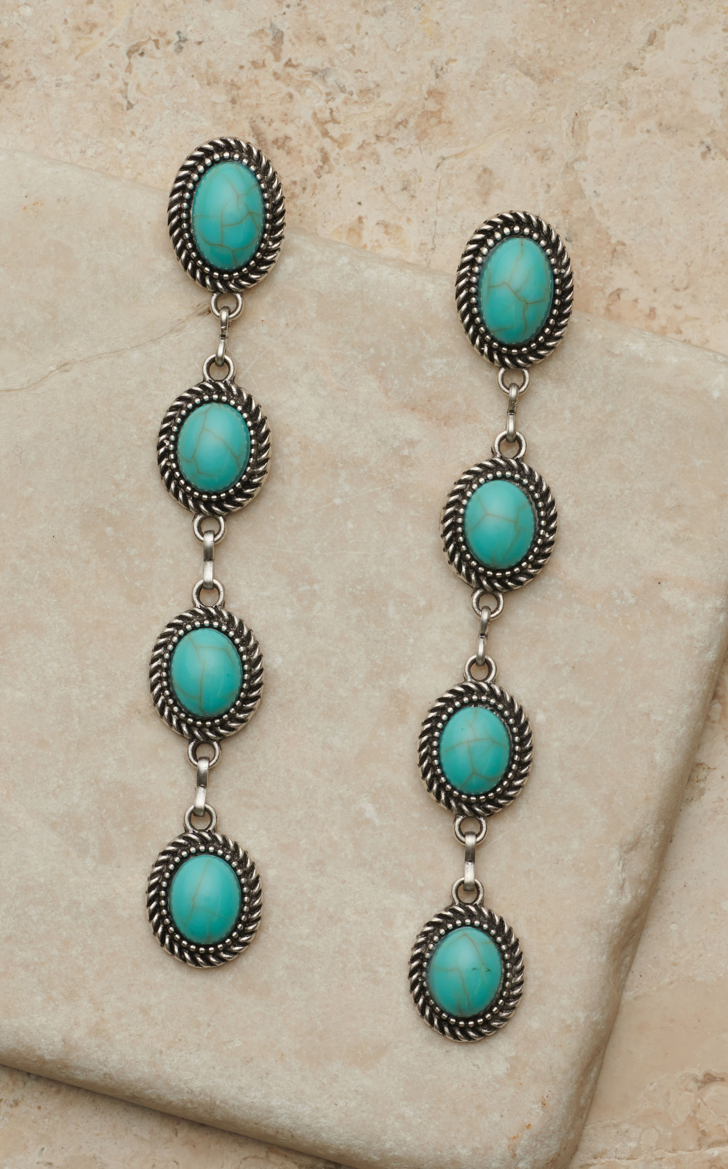 Rockin' C Women's 4 Turquoise Stone Dangle Earrings - Image 1