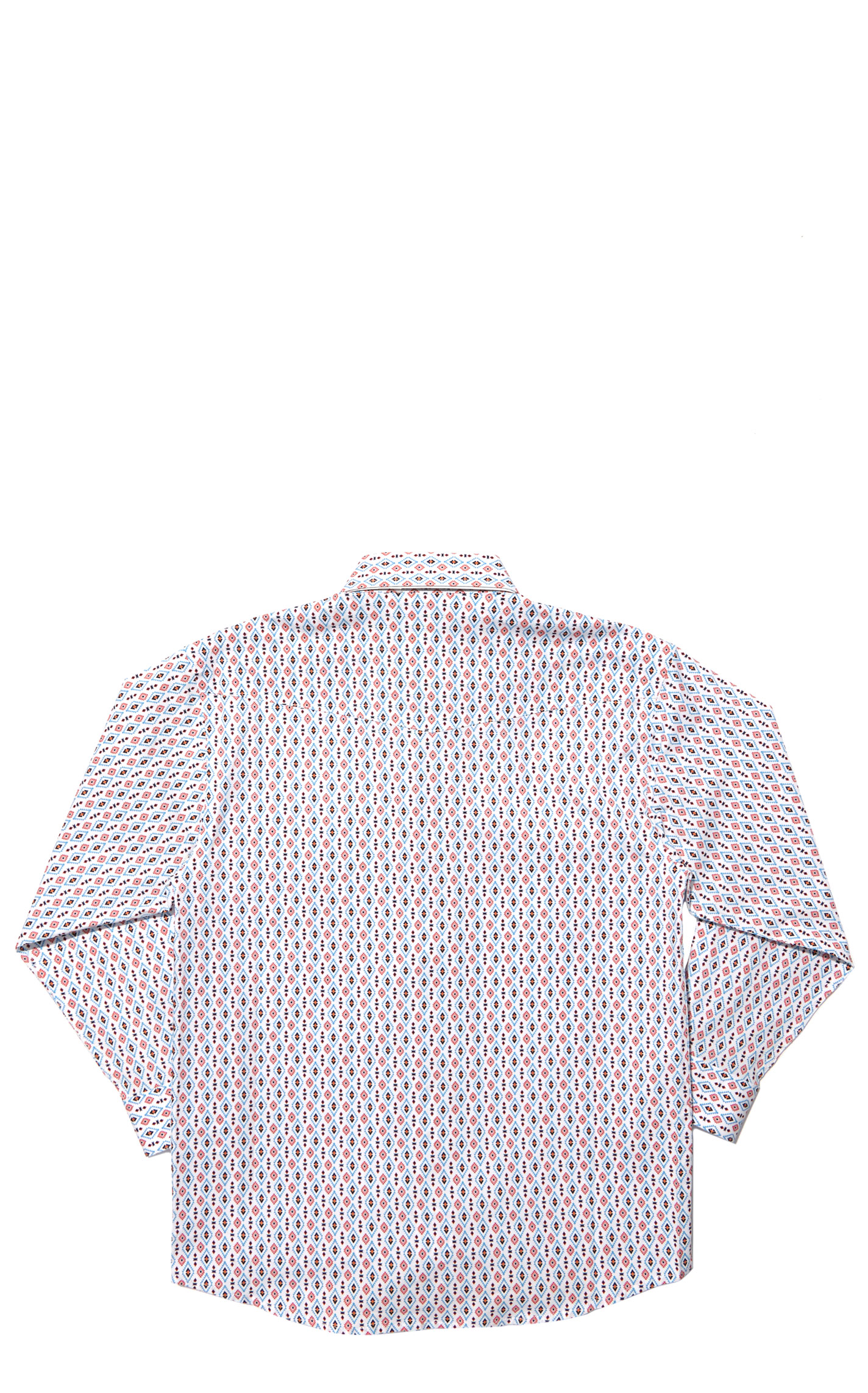 Panhandle Boy's Rough Stock White Geo Print Western Shirt - Image 1