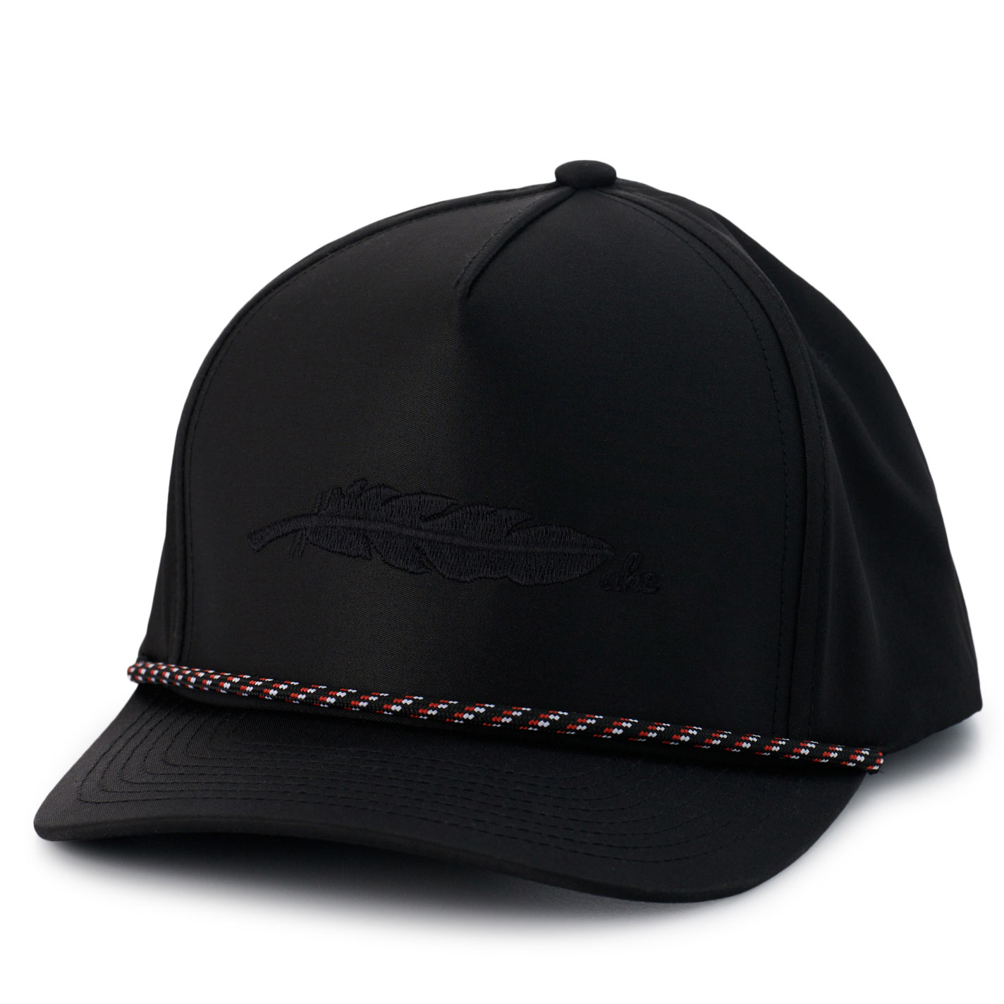 Armadillo Hat Co Stormy Black Embroidery Feather & Rope Cap - Image 1