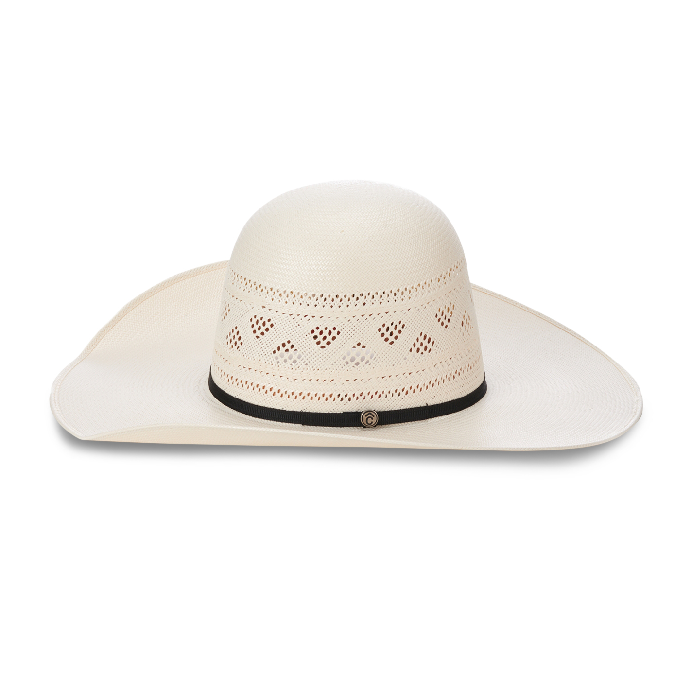 Rafter C Men's Shantung Ivory Diamond Vent Open Crown Cowboy Hat - Image 1
