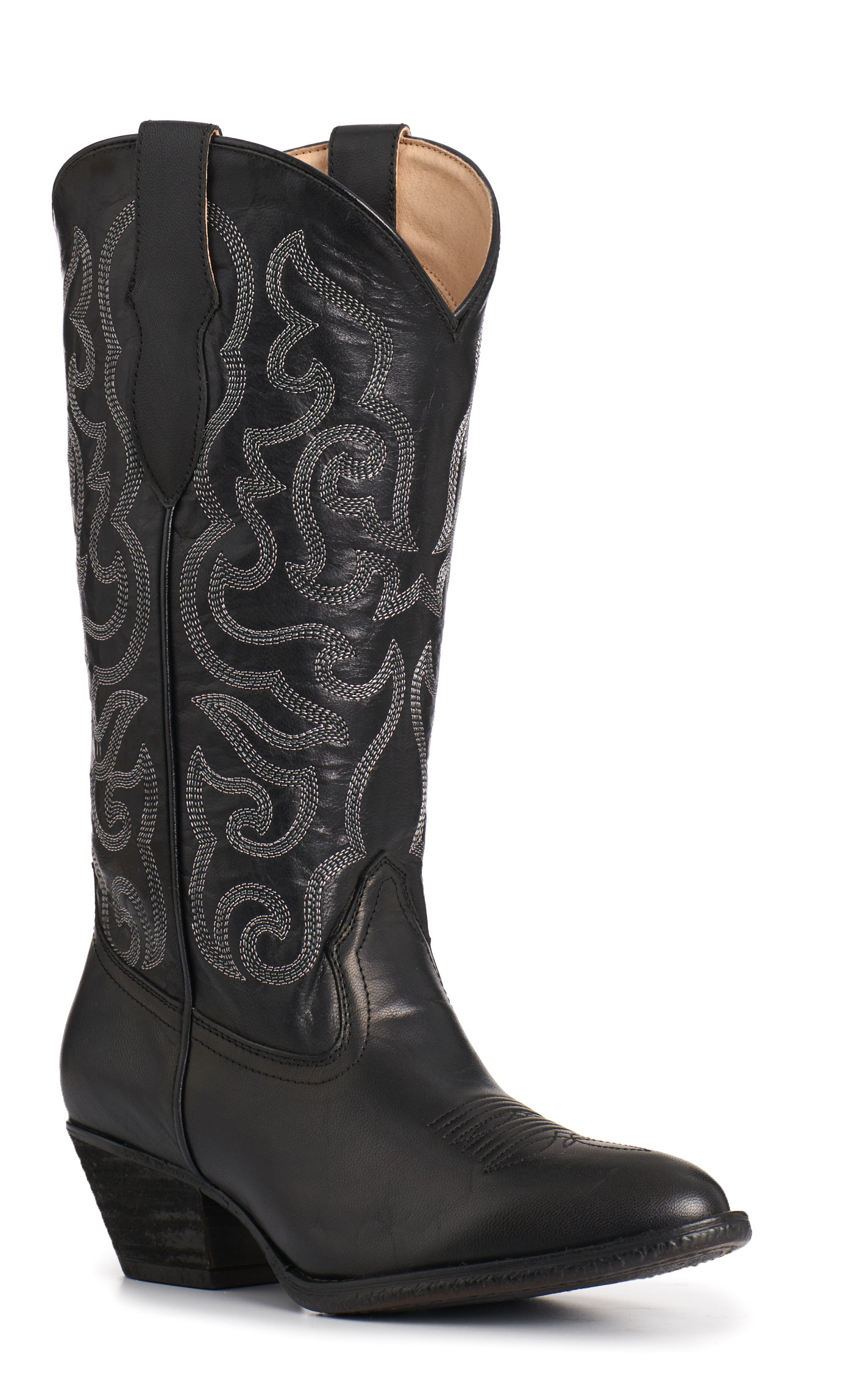 Rockin' C Women's Black Classic Stitch Round Toe Cowboy Boots - Image 1