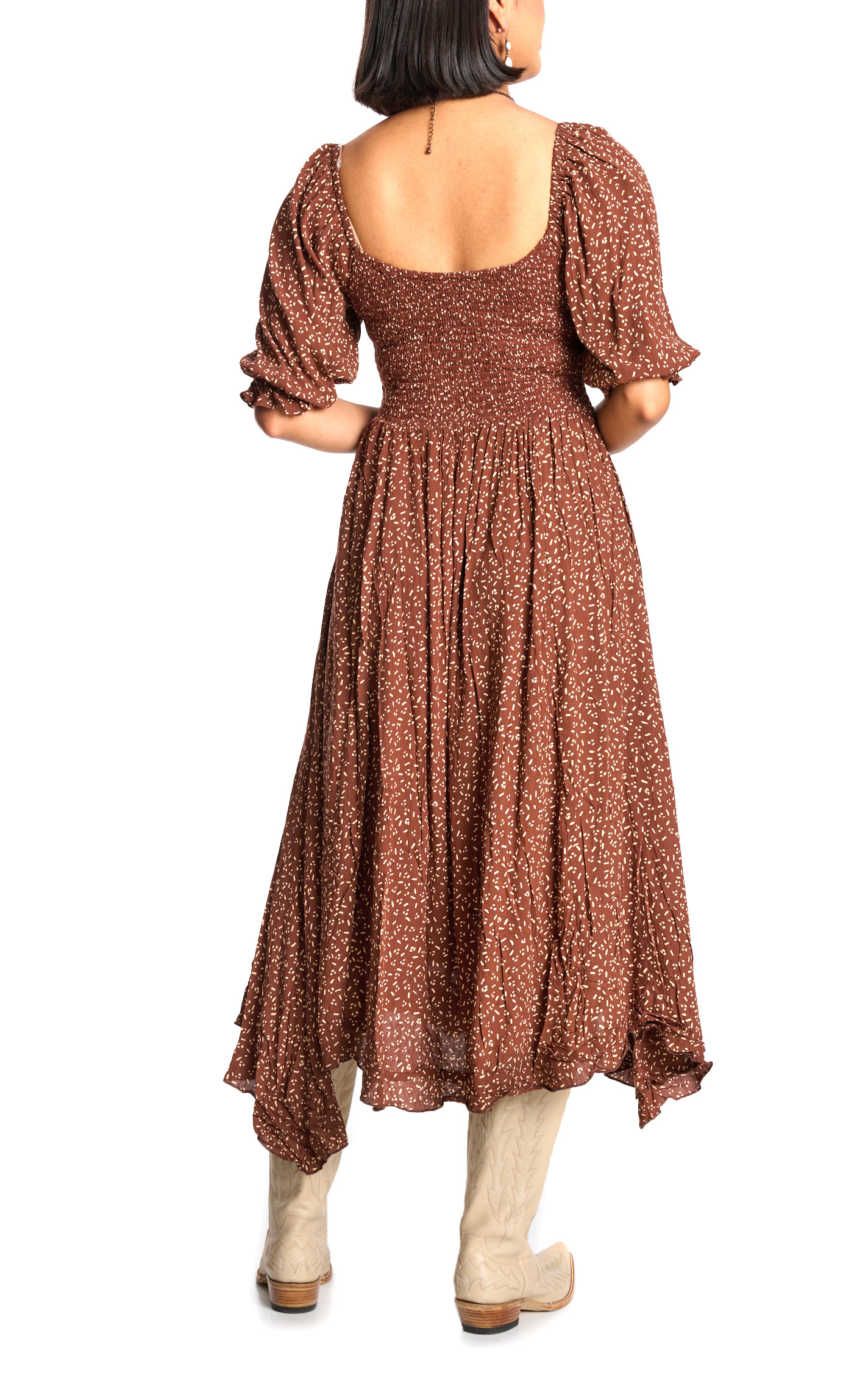Angie Women's Cappuccino Print Maxi Prairie Dress - Image 1