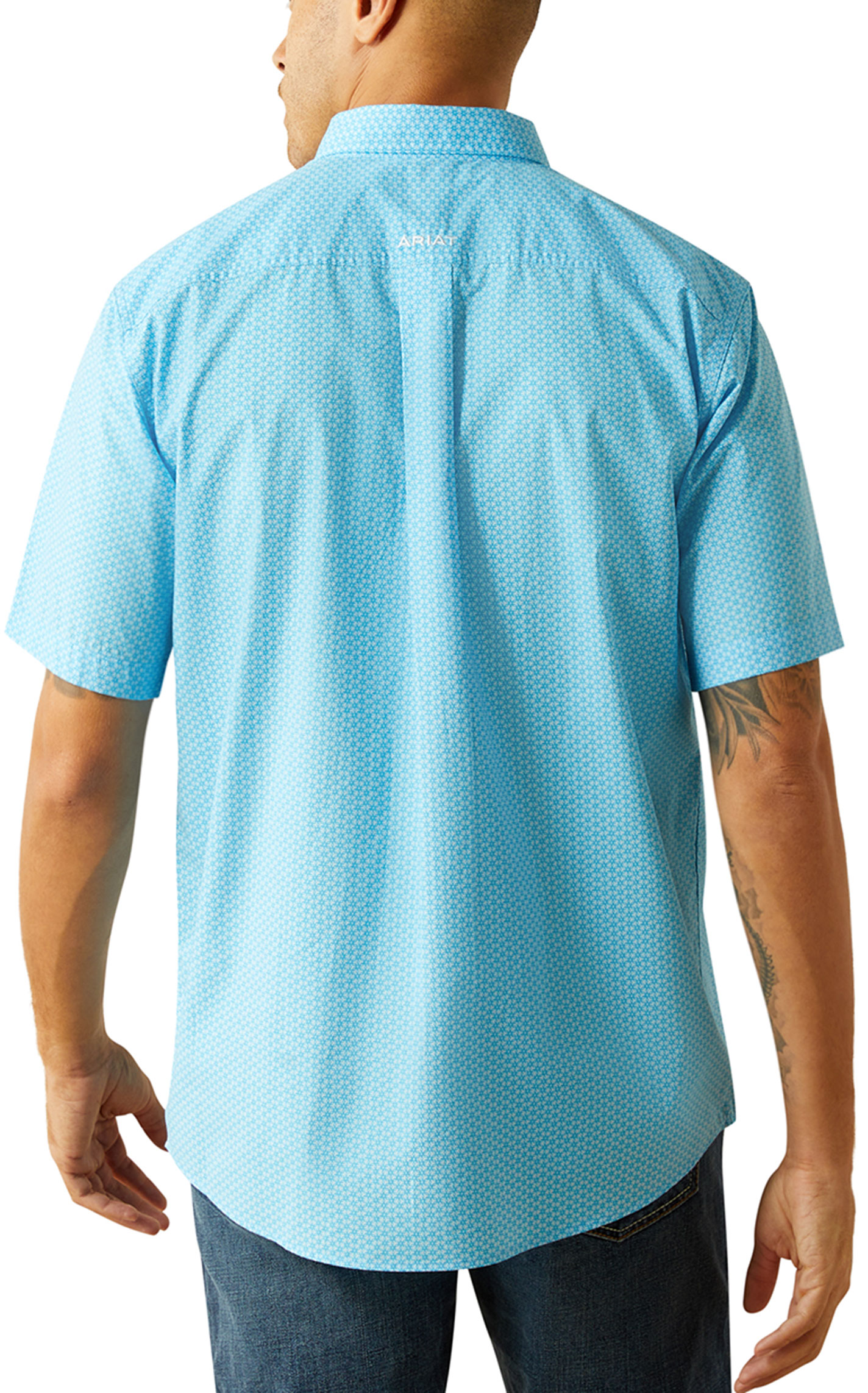 Ariat Men's Simeon Bright Blue Geo Western Shirt - Image 1