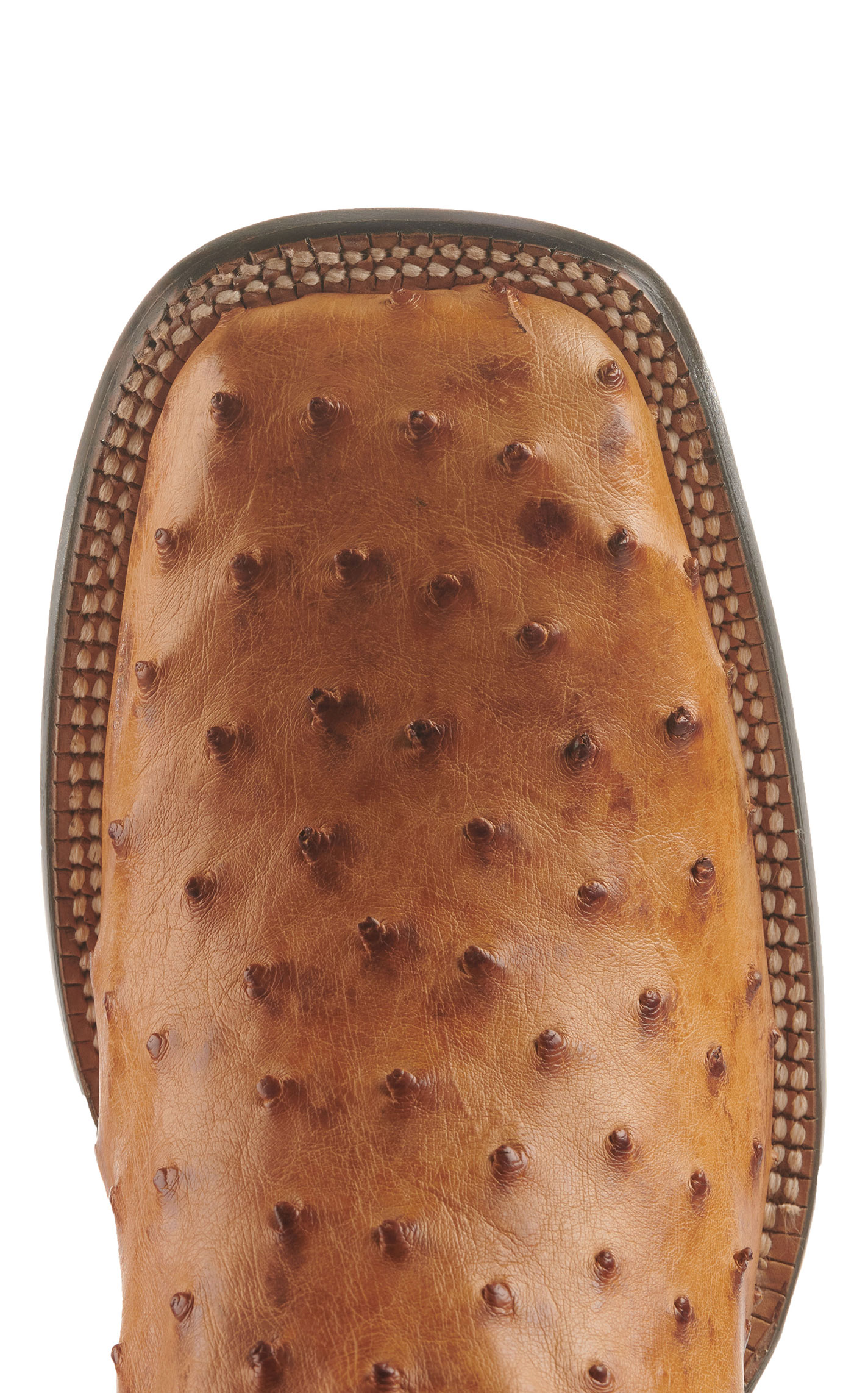 Cavender's Men's Saddle Brown and Straw Full Quill Ostrich Rafter C Wide Square Toe Exotic Cowboy Boots - Image 1
