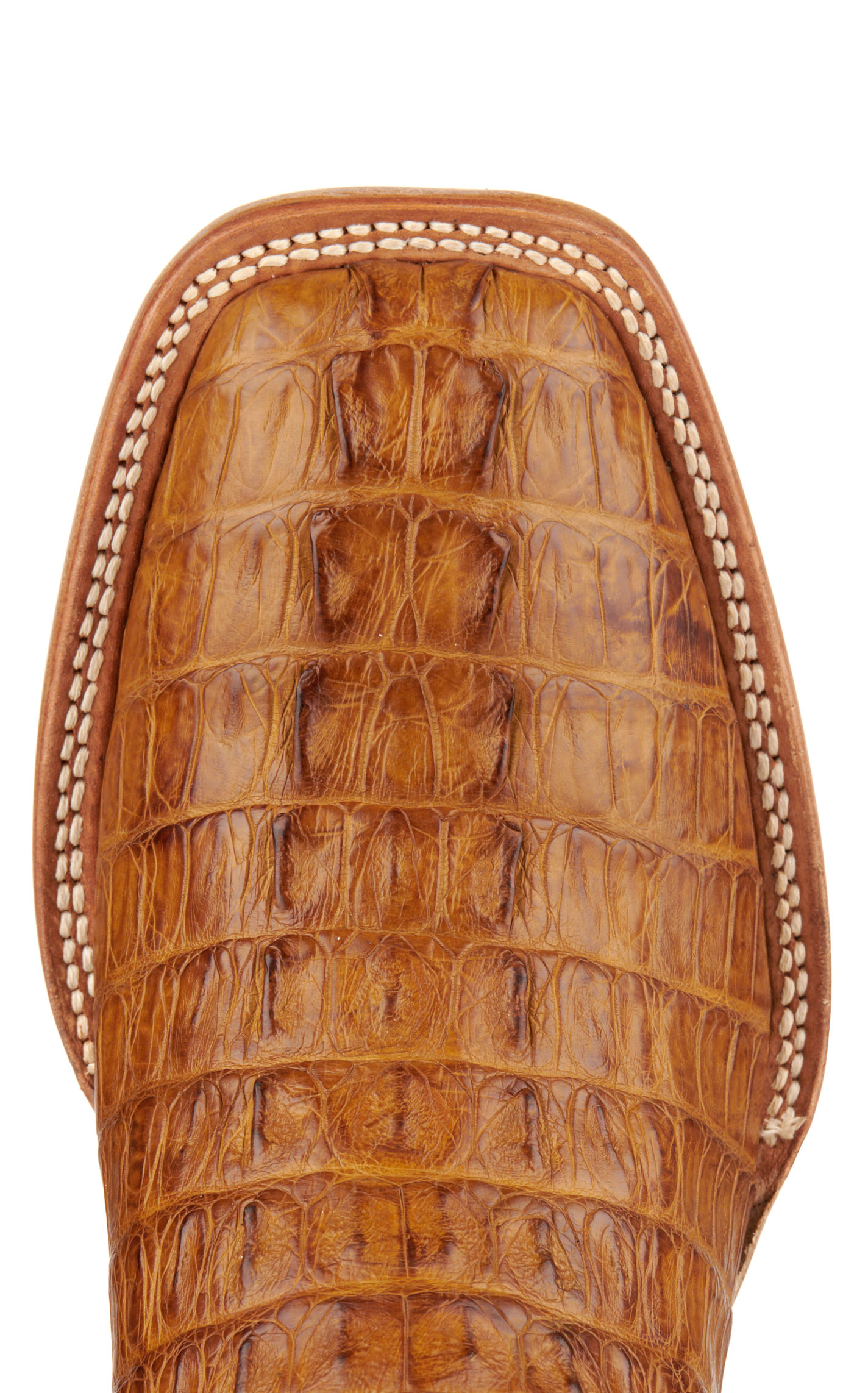 Black Jack Men's Blue and Cognac Caiman Tail Wide Square Toe Exotic Cowboy Boots - Image 1