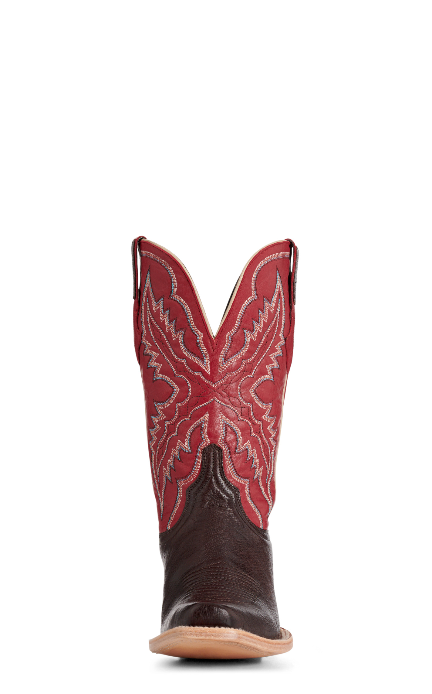 Resistol Men’s Nicotine & Red Smooth Quill Ostrich Cutter Toe Cowboy Boots - Image 1
