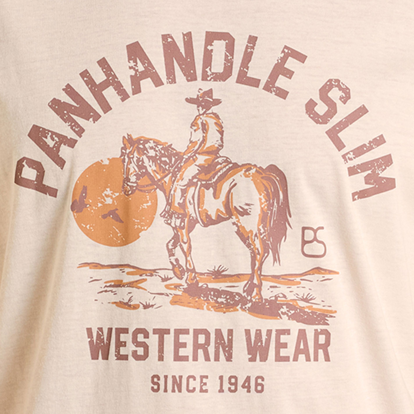 Panhandle Men's Latte Horse & Rider Logo Graphic T-Shirt - Image 1