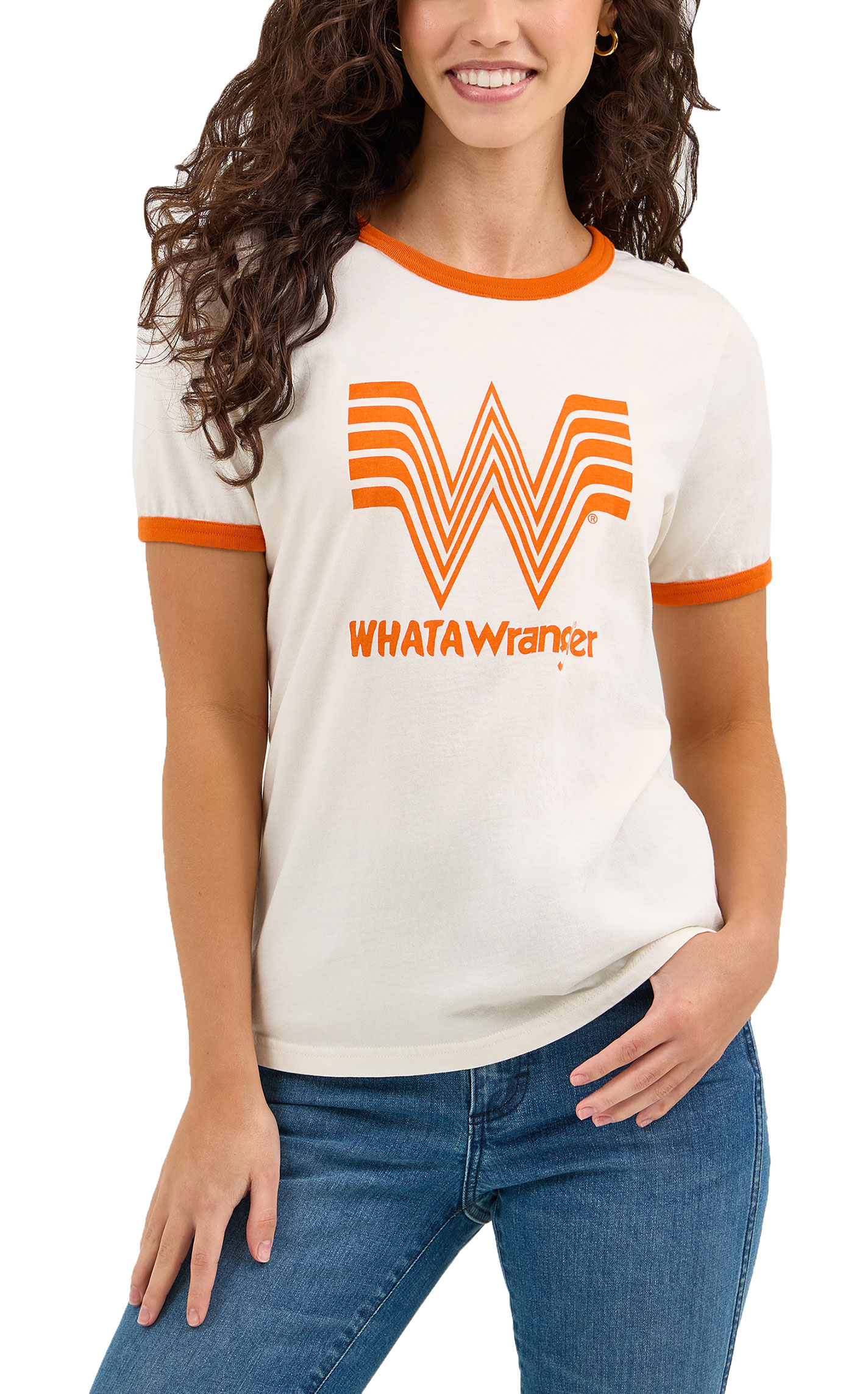 Wrangler X Whataburger Women’s White WhataWrangler Ringer Tee - Image 1