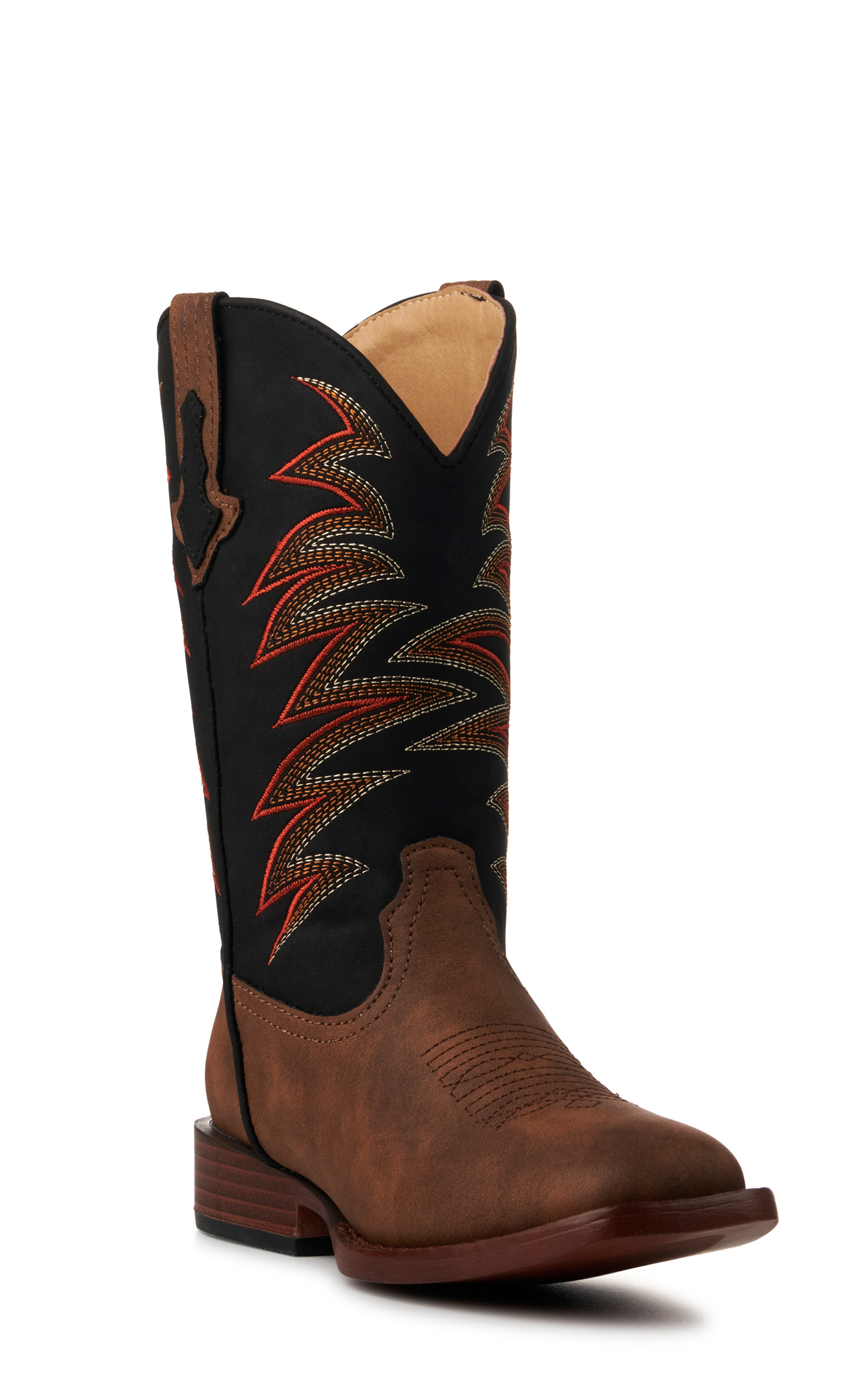 Roper Kids' Tan and Black Square Toe Cowboy Boots - Image 1