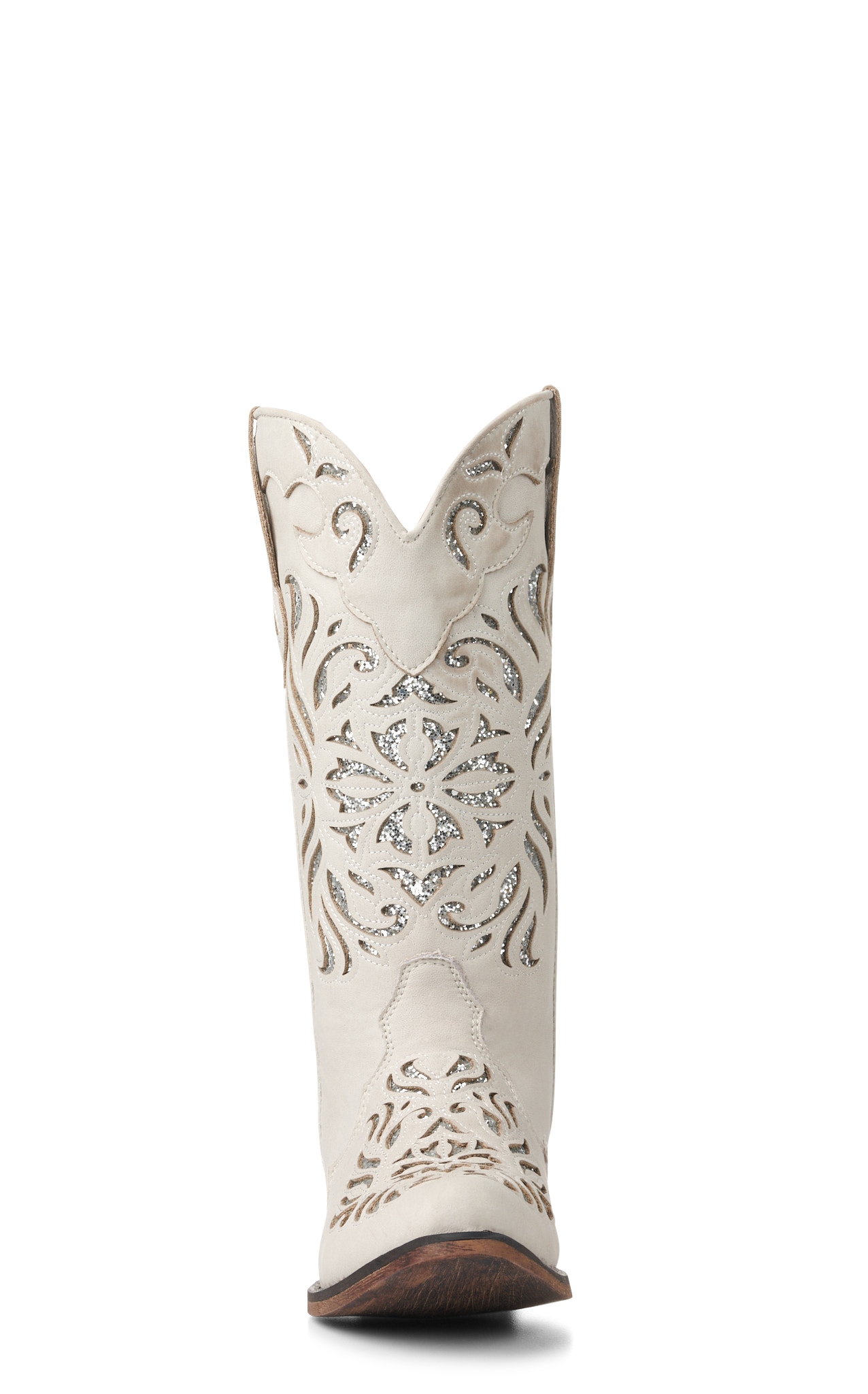 Roper Women's Riley Glitz White with Silver Glitter Inlay Snip Toe Cowboy Boots - Image 1