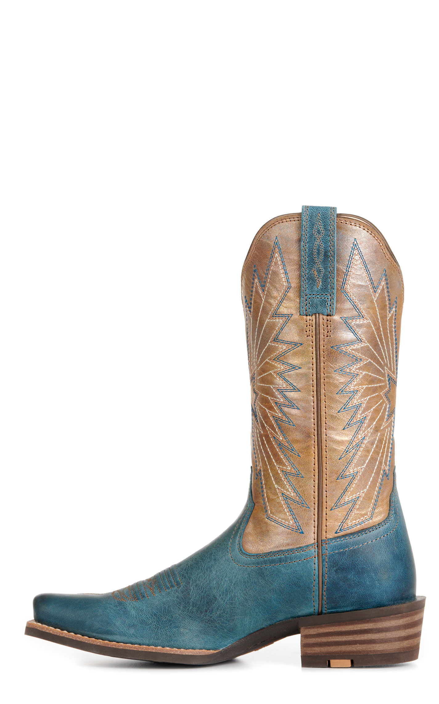Ariat Women's Decatur Blue and Pearlized Tan Punchy Toe Cowboy Boots - Image 1