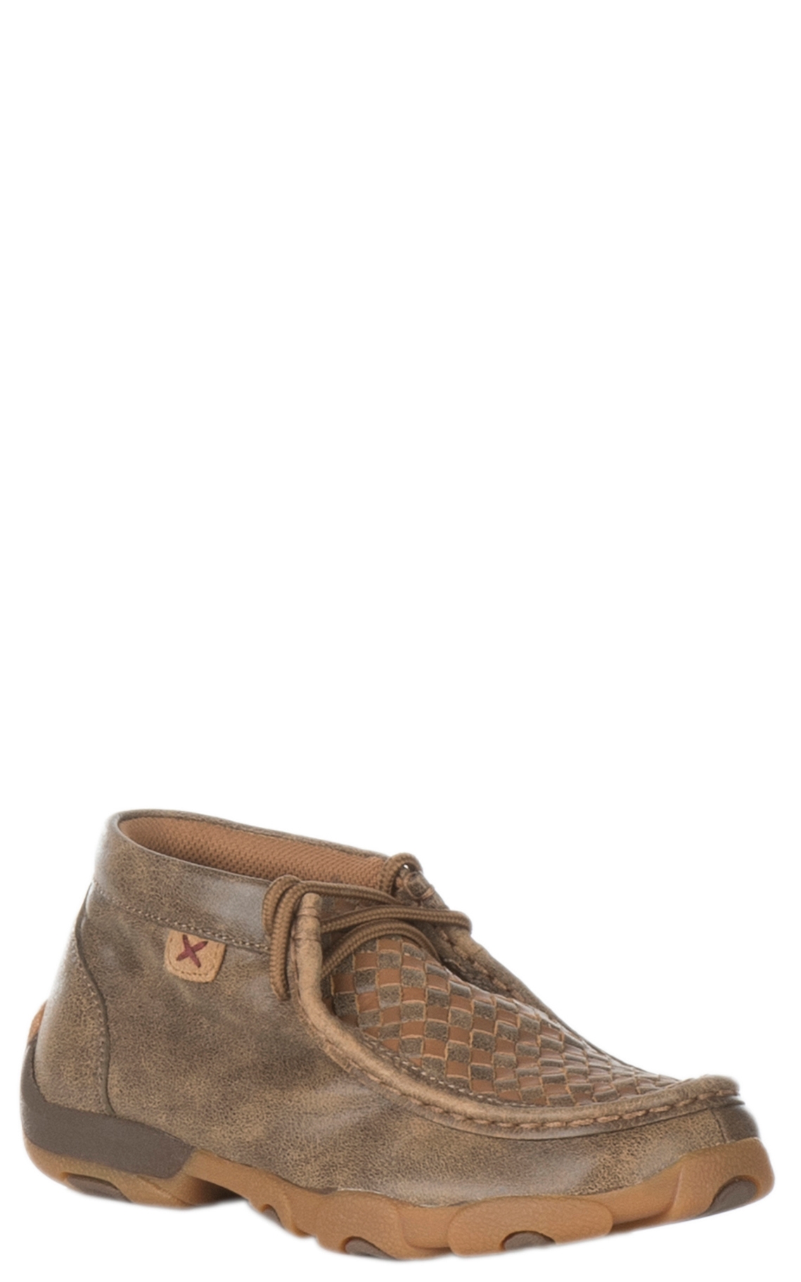 Twisted X Youth Brown Bomber and Tan Basketweave Driving Moccasin - Image 1
