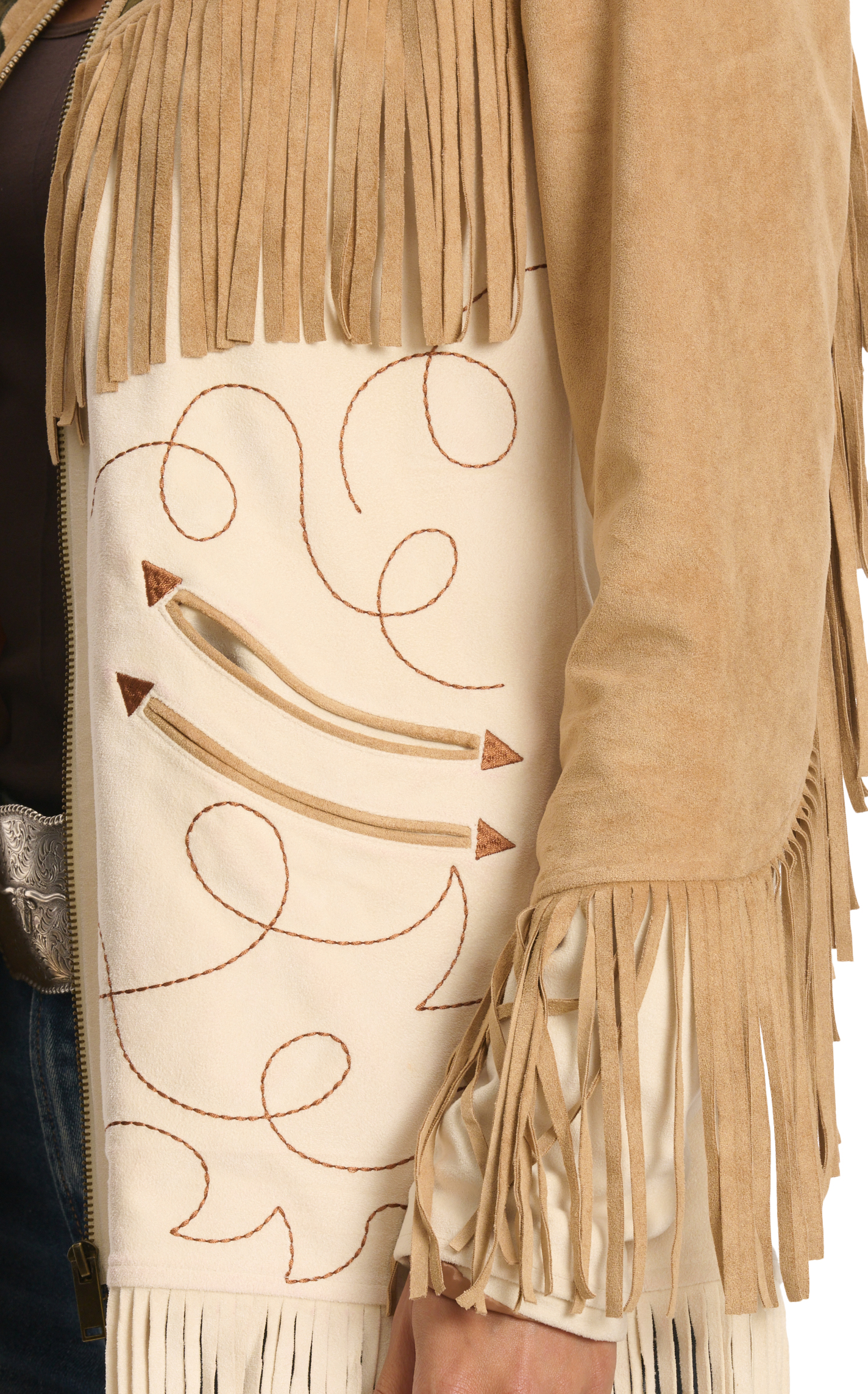 Powder River Outfitters Women's Cream & Tan Cactus Fringed Jacket - Image 1