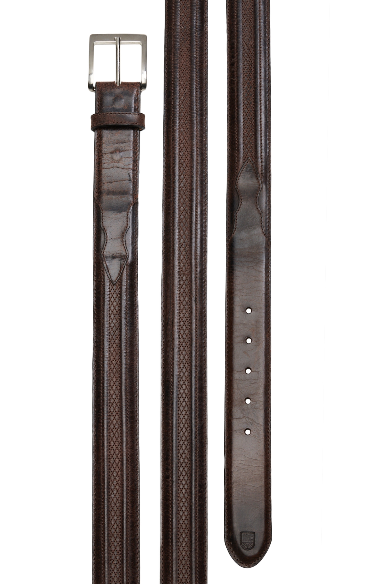 JRC & Sons Men's Chocolate Mad Dog Goat Leather Western Belt - Image 1