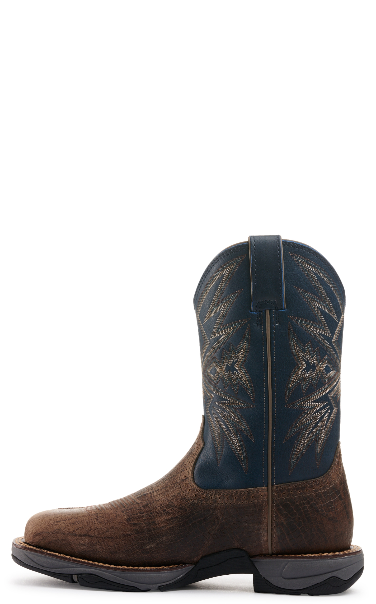 Tony Lama Bartlett Stone Brown and Blue Square Steel Toe Work Boots - Image 1