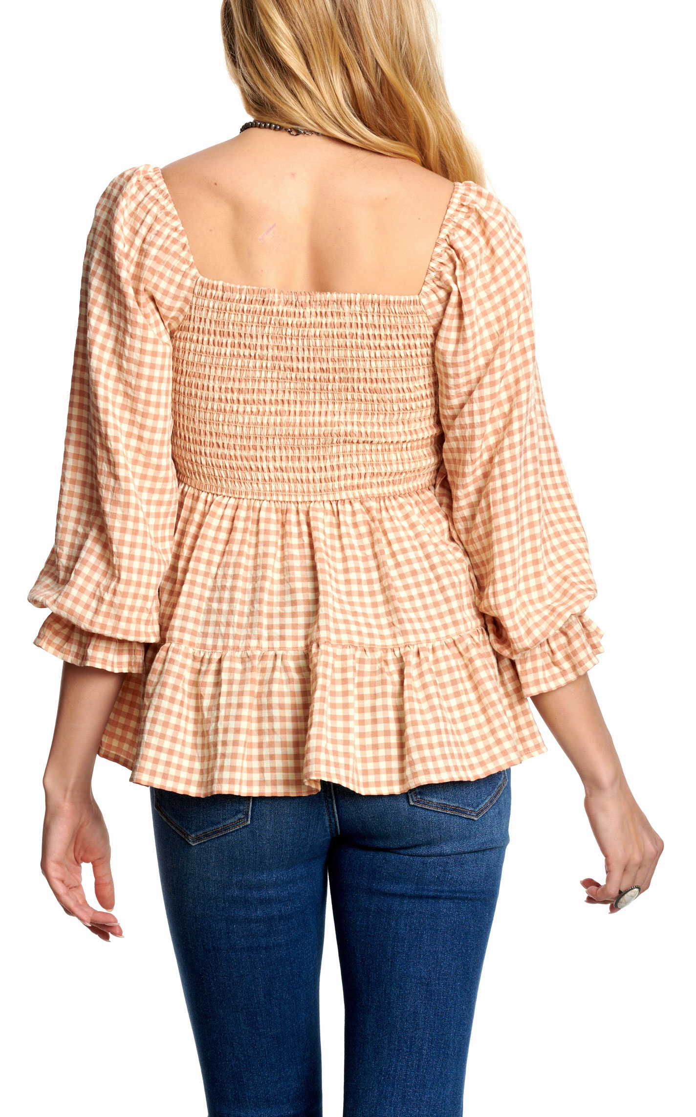 Rockin C Women's Ginger Gingham Smocked Top  - Image 1