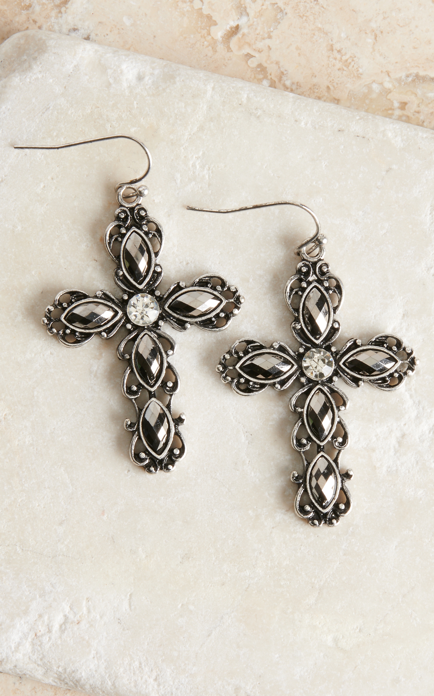 Blazin Roxx Crystal Cross Earrings - Image 1