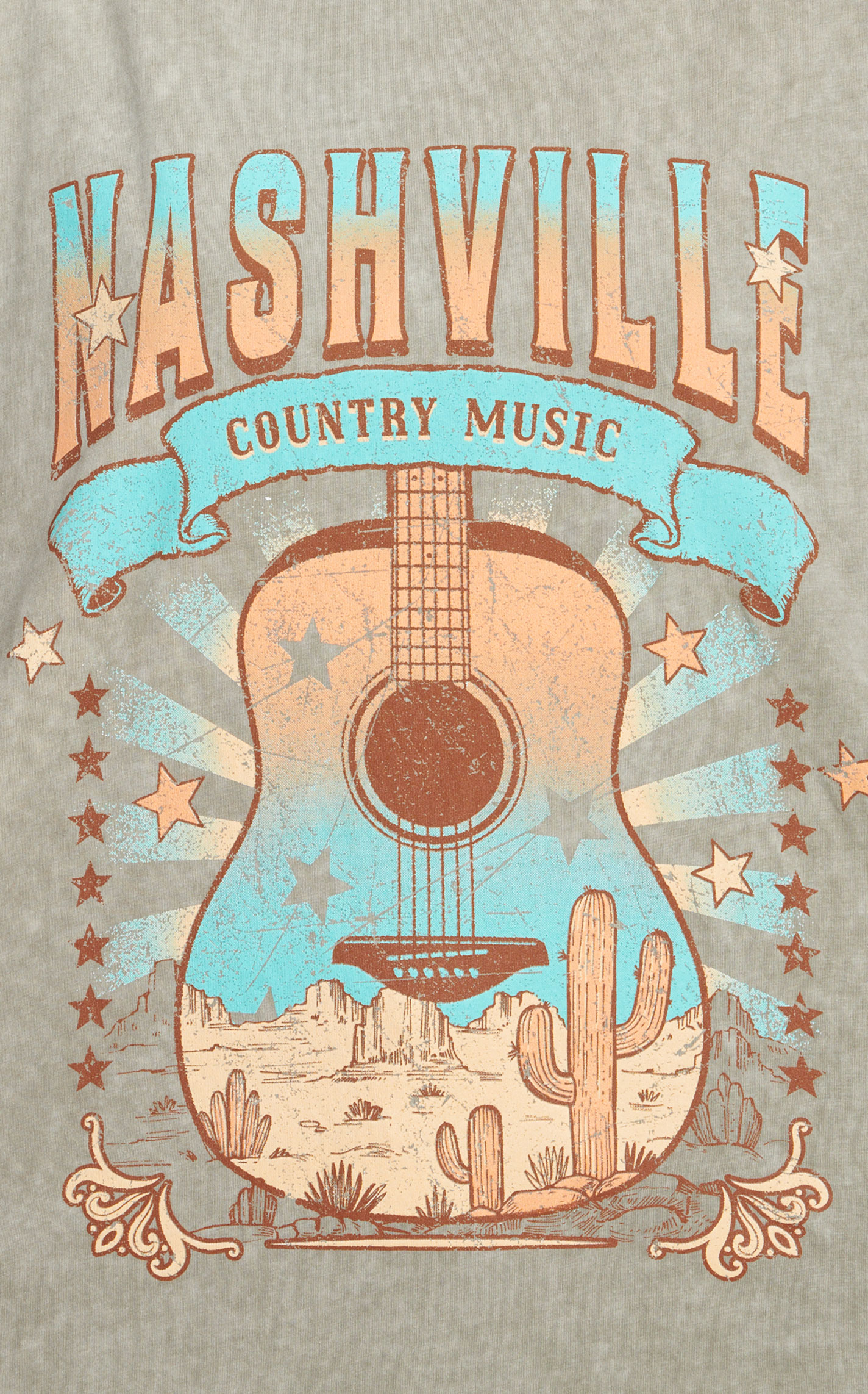 Refined Canvas Women's Washed Mocha Nashville Graphic T-Shirt - Image 1