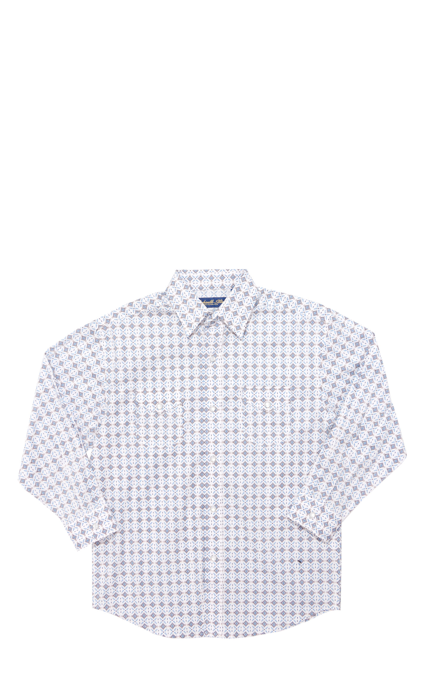 Rough Stock Boy's Blue Geo Print Western Shirt - Image 1