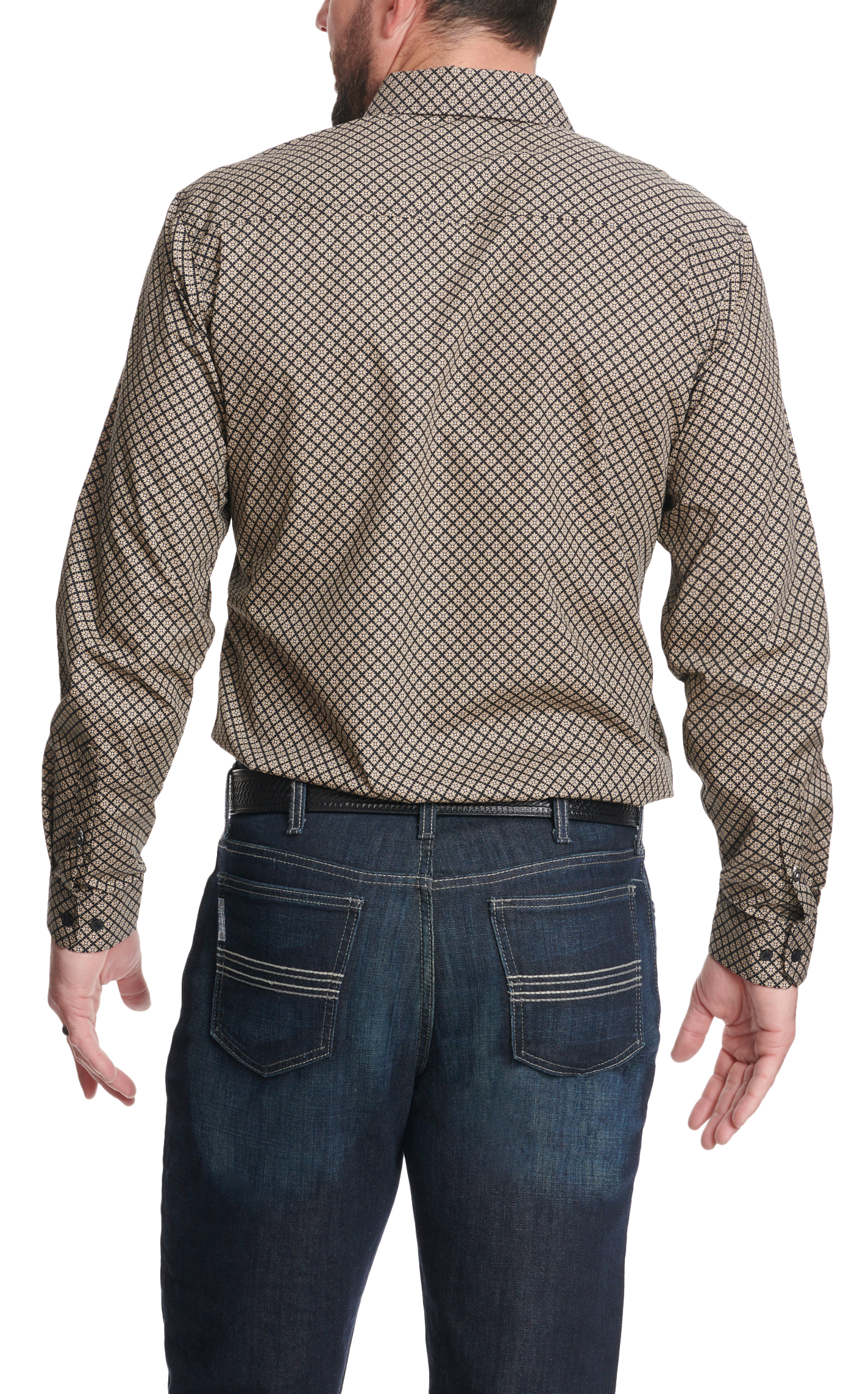 Cinch Men's Black & Taupe Floral Geo Print Western Shirt - Image 1