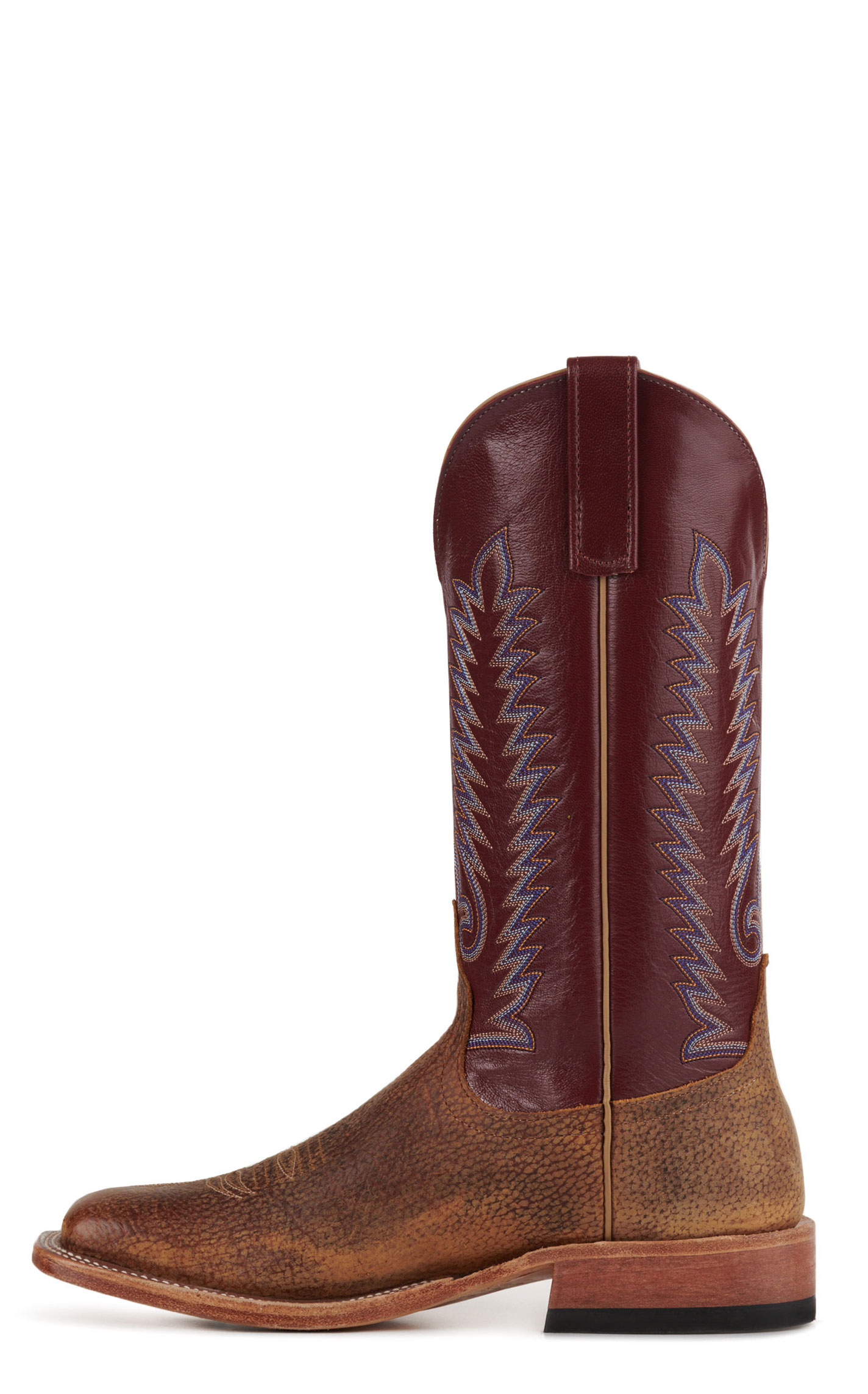 Anderson Bean Men's Geronimo Brown Bison and Sangria Wine Square Toe Cowboy Boots - Image 1