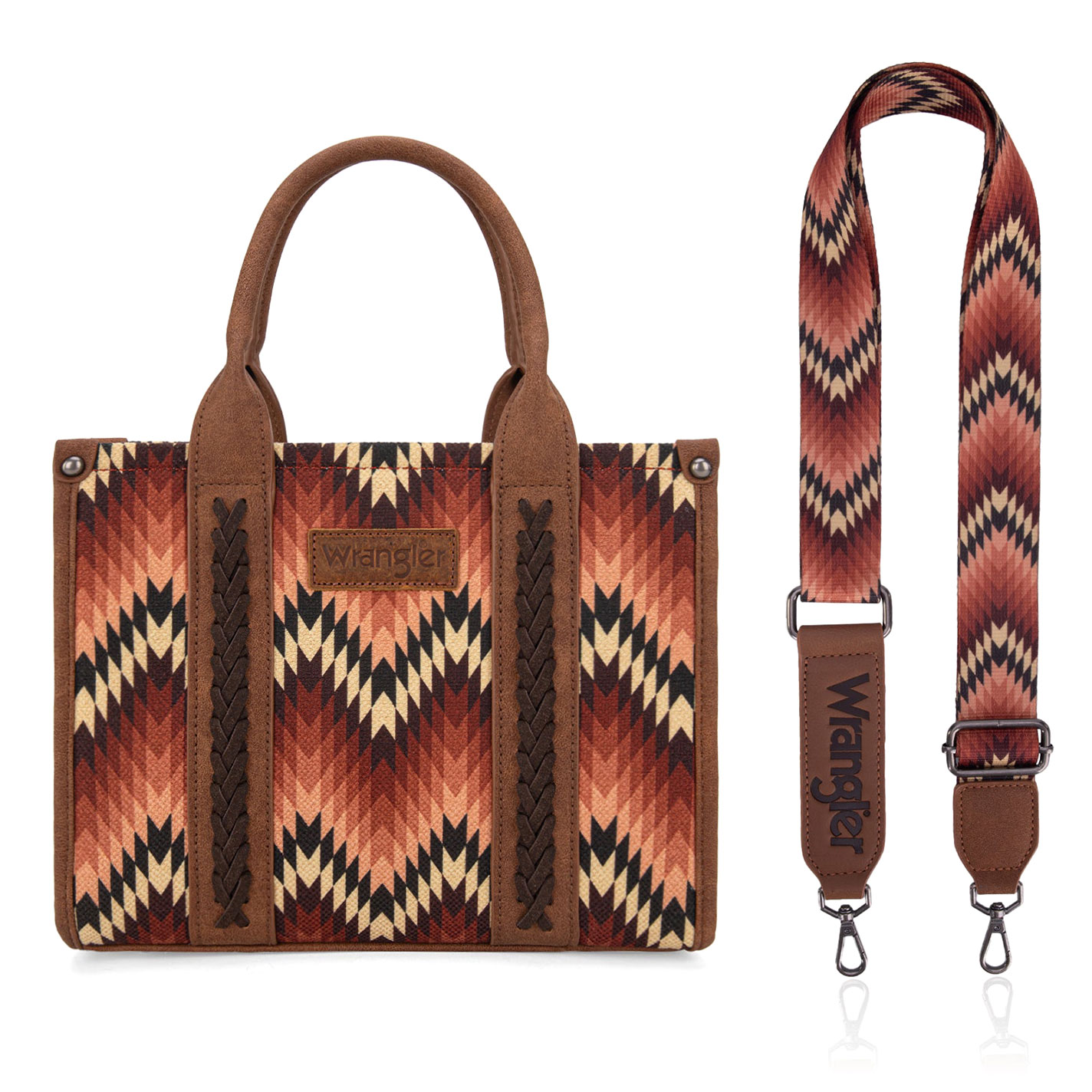 Wrangler Tonal Aztec Print Crossbody Tote Bag  - Image 1